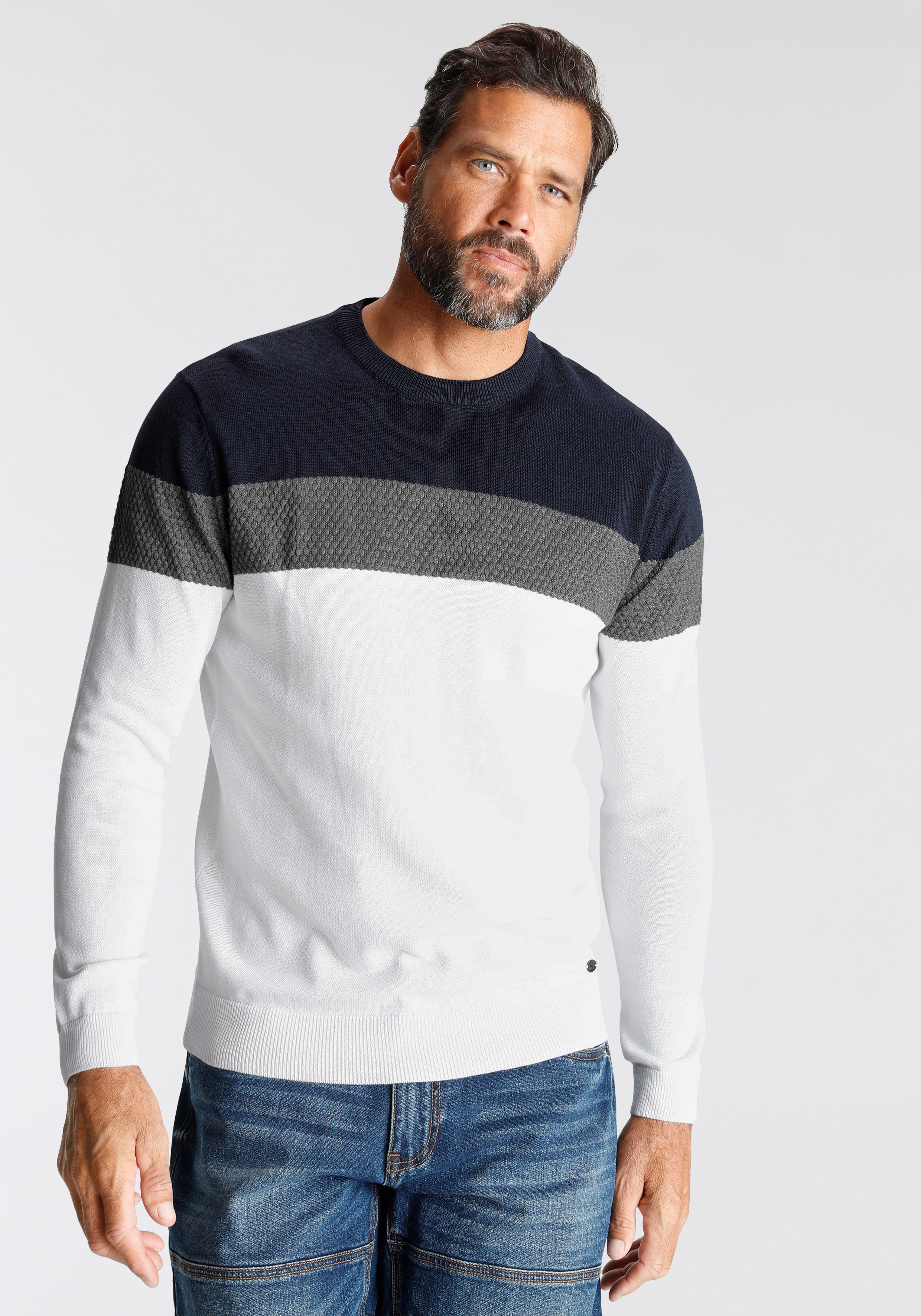 H.I.S Rundhalspullover neue Farben! Colorblocking, in leichter Strickqualit günstig online kaufen