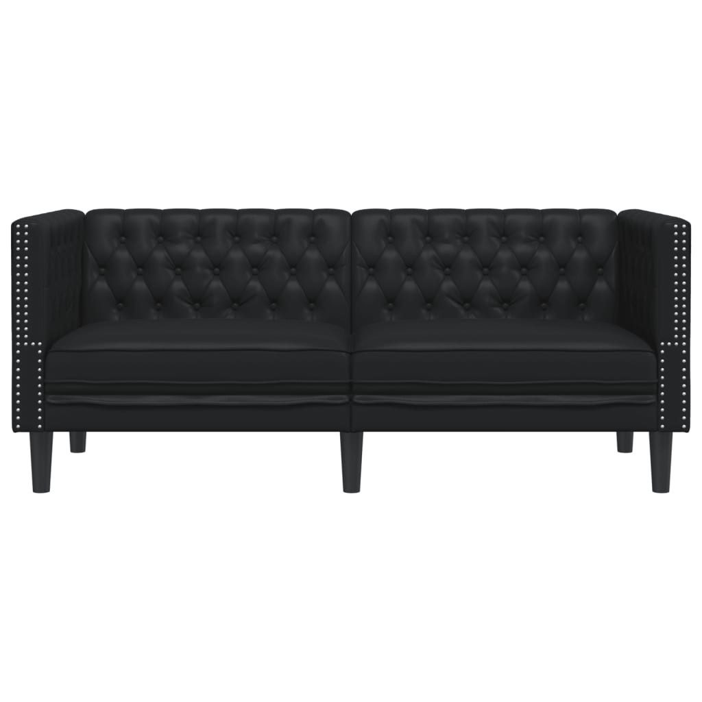 vidaXL Sofa Chesterfield-Sofa 2-Sitzer Schwarz Kunstleder, 1 Teile – Bild 4 von 5
