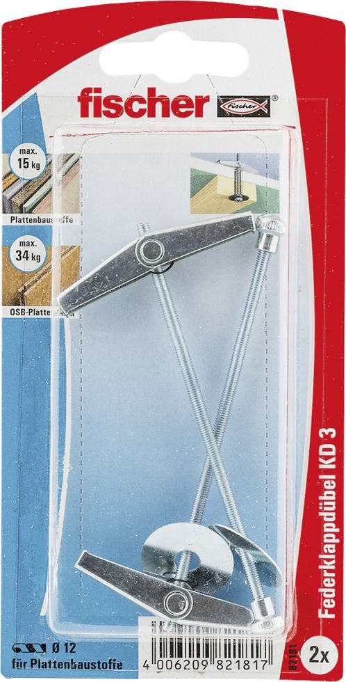 fischer Schrauben- und Dübel-Set Fischer Kippdübel KD 12.0 x 95 mm - 2 Stück