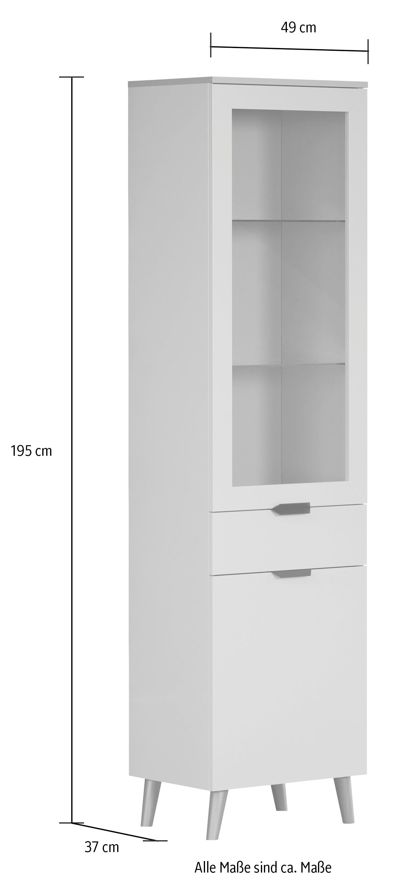 andas Vitrine Mikkeline 195 matt, türkis (1-St) B/H: ca. wechselbar, blau, / Türanschlag 49 cm