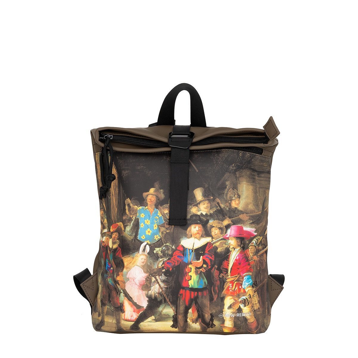 NEW REBELS Cityrucksack kleiner Roll Up RollTop Kurier Rucksack Mart Los Angeles, wasserabweisendes Planenmaterial, Nachtwache