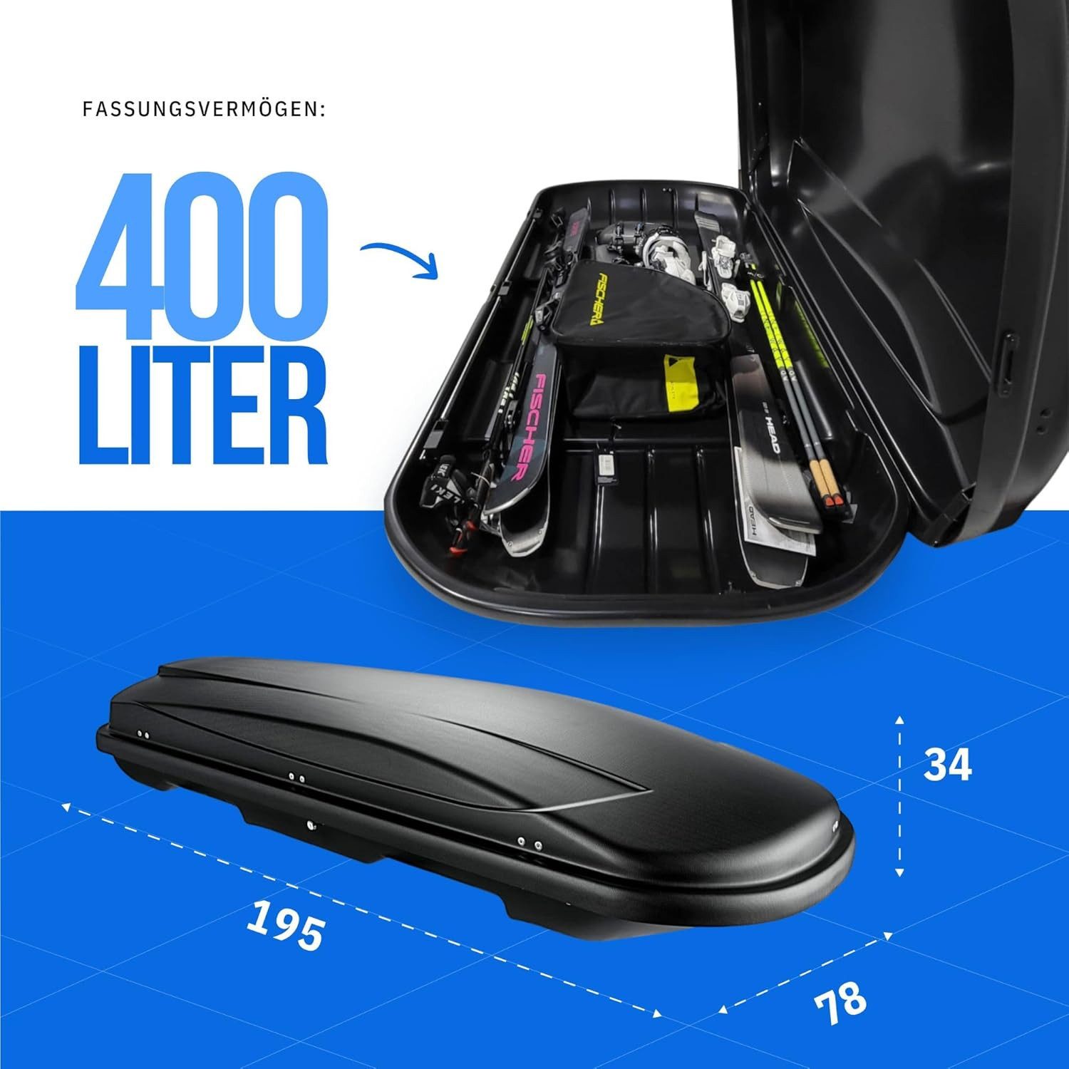 VDP Dachbox, (Für Ihren Audi Q7 (4L) (5Türer) 2006-2015 mit anliegender Reling)