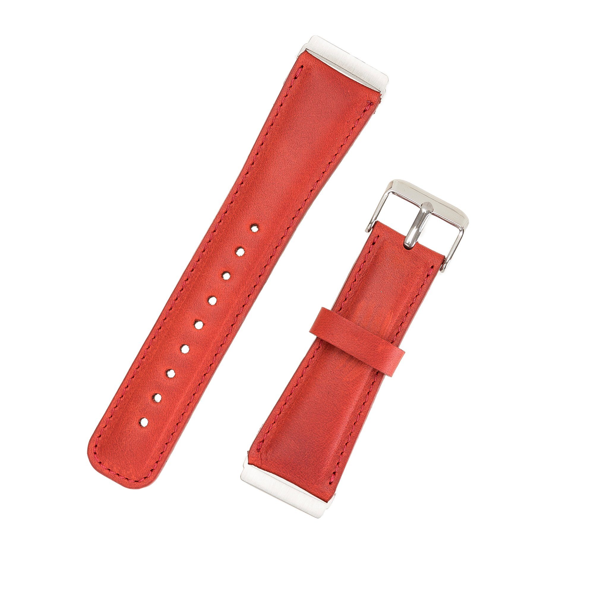 2 Smartwatch-Armband 4 / Leather 3 Echtes Versa Armband Sense Fitbit Renna Leder Ersatzarmband / ROT &
