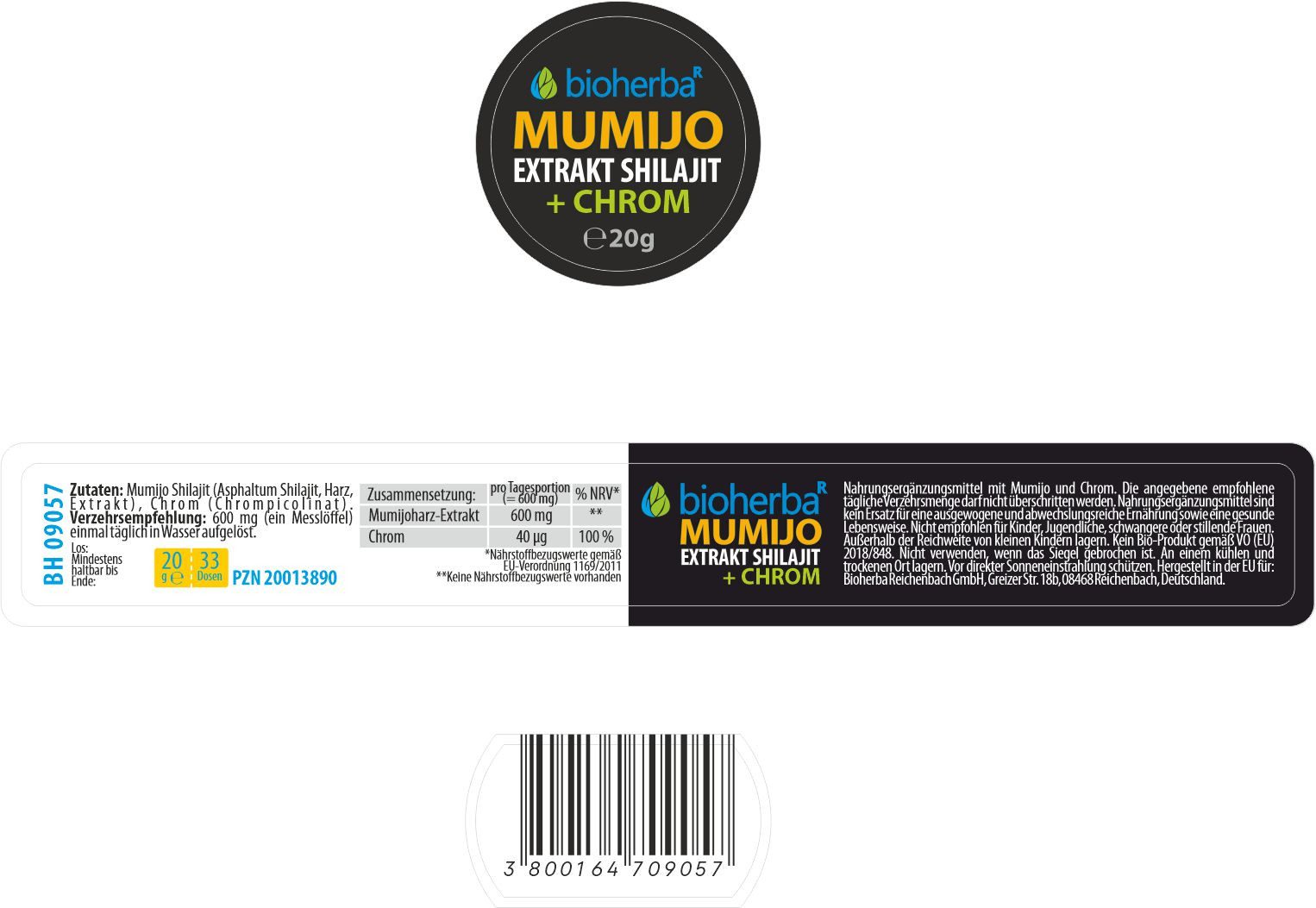 BIOHERBA R Mumijo Extrakt Shilajit 20g Nahrungsergänzungsmittel