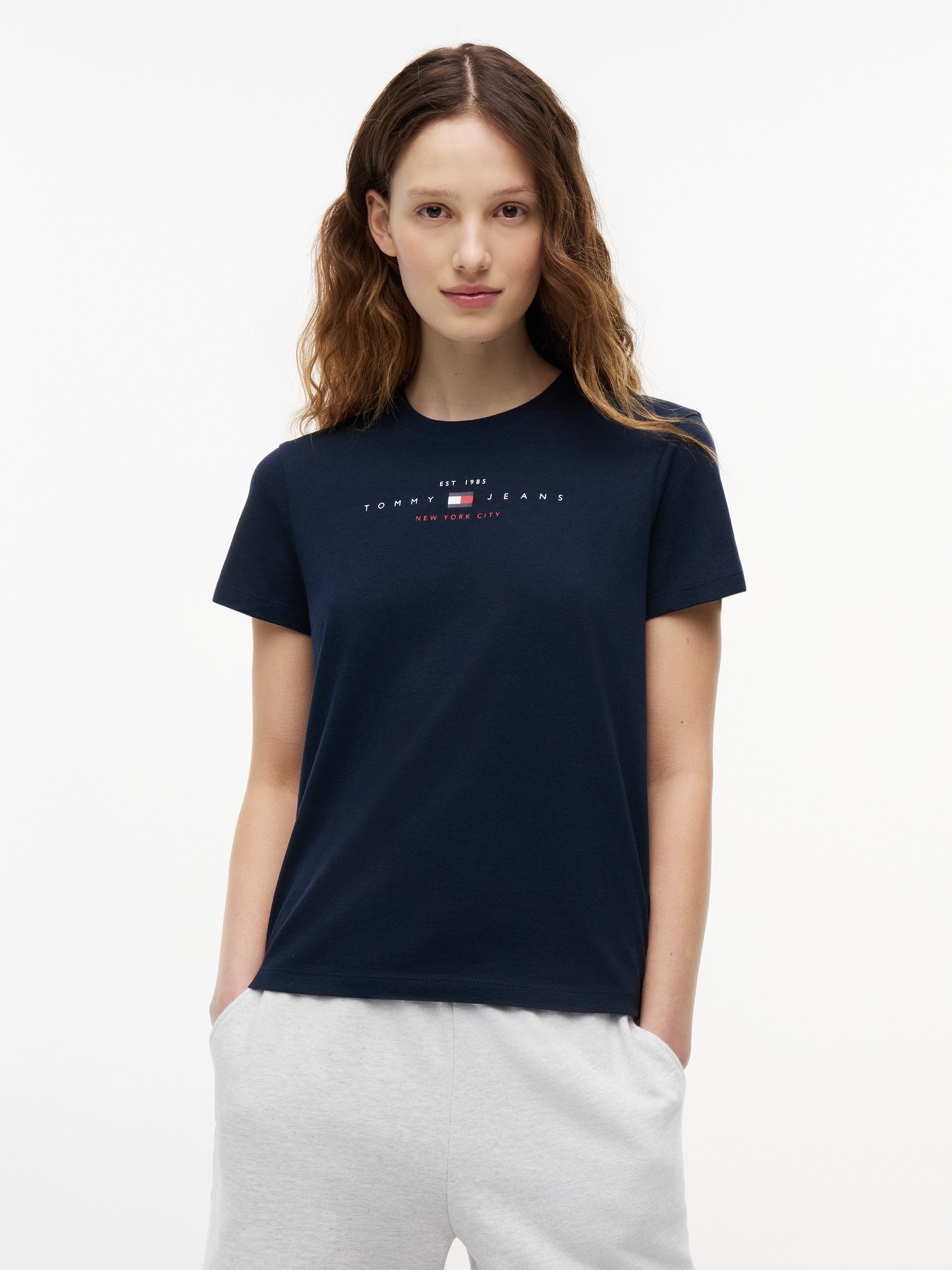 Tommy Jeans Kurzarmshirt TJW REG US LINEAR SS TEE Baumwollmischung, regular fit, Logo