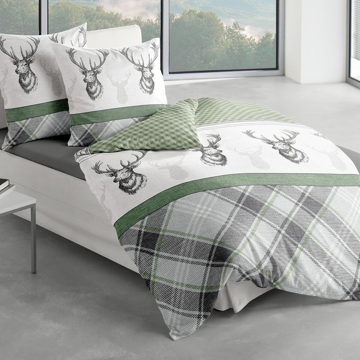 TRAUMSCHLAF Bettwäsche Hirsche, Biber, 2 teilig, Winterbettwäsche in warmer günstig online kaufen