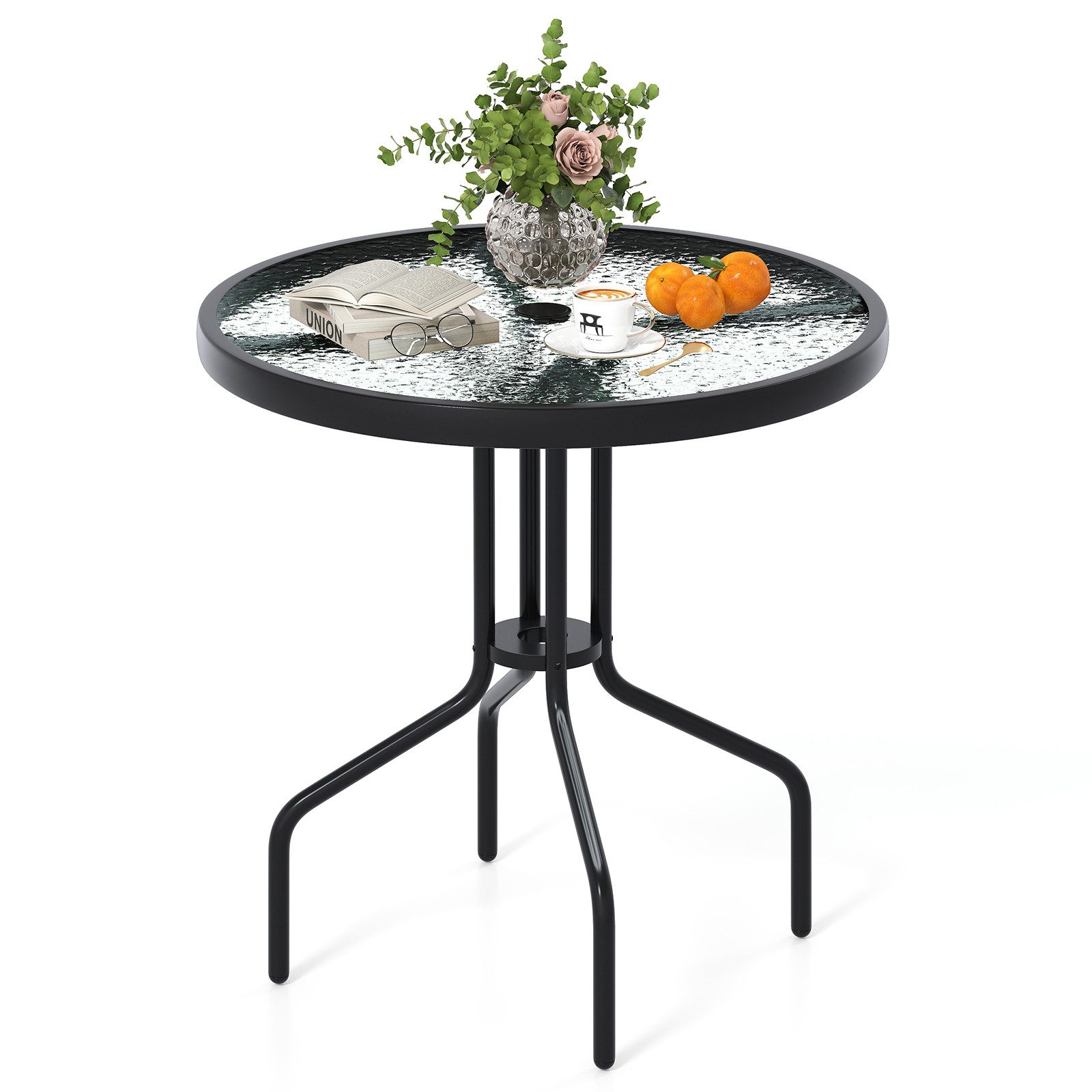 KOMFOTTEU Gartentisch, Beistelltisch Ø70cm, mit Glasplatt günstig online kaufen