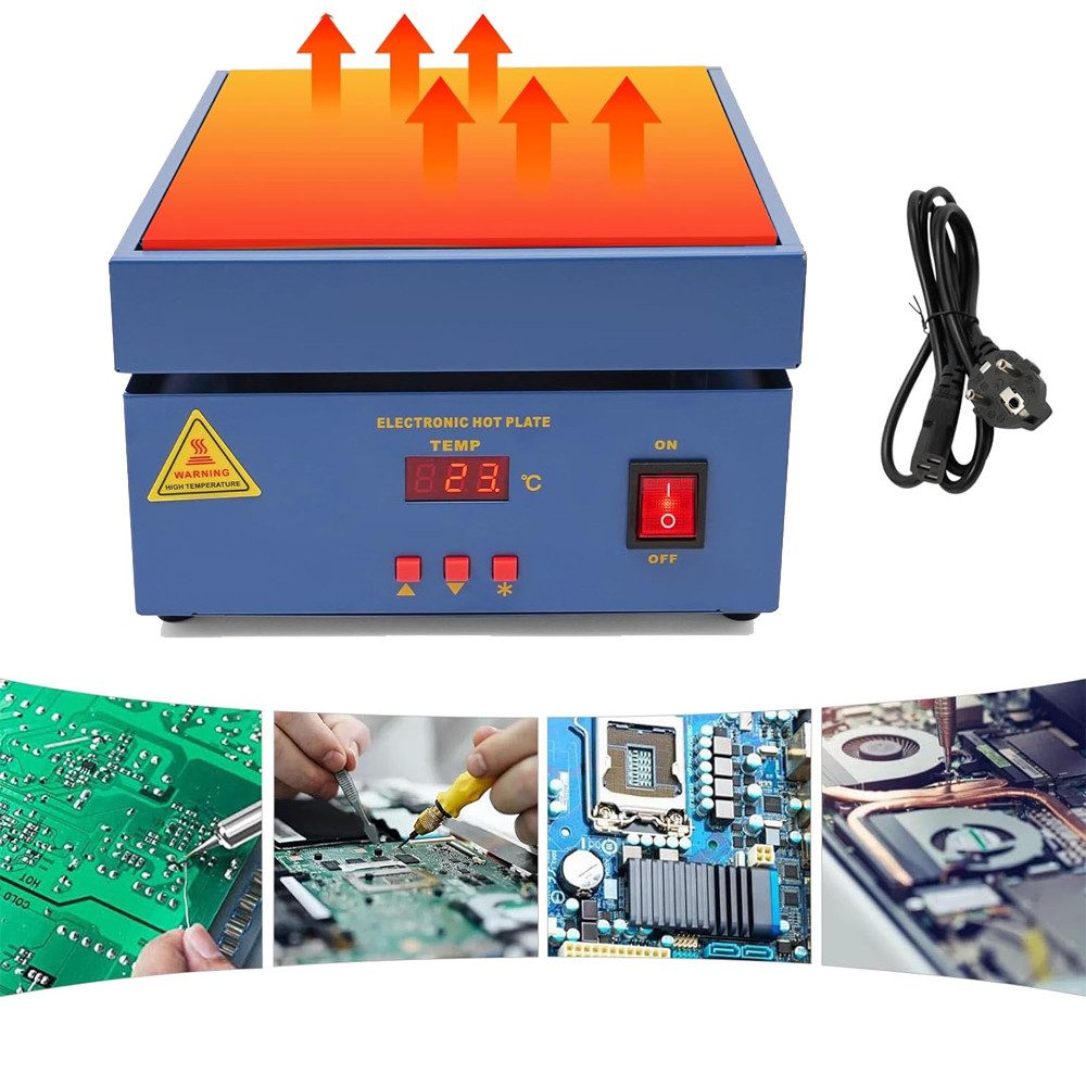 PRIISF Heizgerät Lötstation Heizplatte PCB Heizstation LED-Mikrocomputer-Vorwärmstation, 800 W, 200X200MM Vorwärmung SMD-Umbauarbeiten 50-400℃