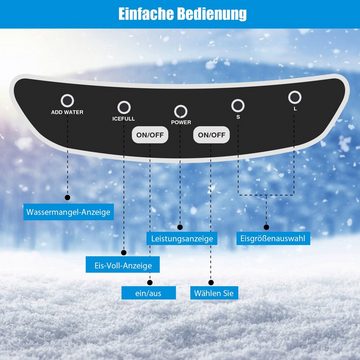 COSTWAY Eiswürfelmaschine, 2 Größen, 12kg in 24H, inkl. Eiswürfelschaufel