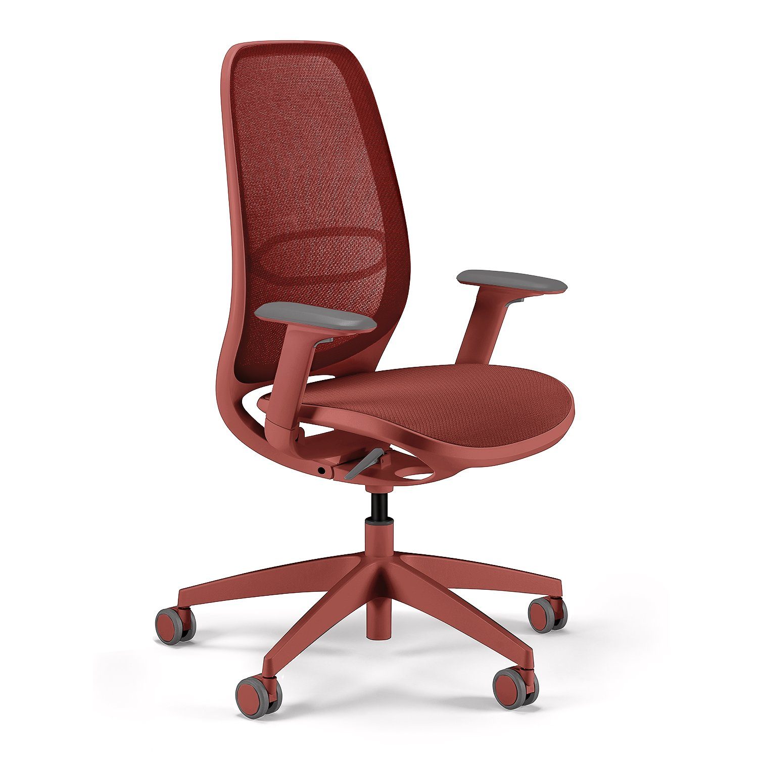 filigranes Bürostuhl se:air: aus Zeitloses Mulitfunktionsarmlehnen, und (automatischer Drehstuhl mit Design) rot Netzmembran und sedus rot | Gewichtsanpassung Lordosenstütze,