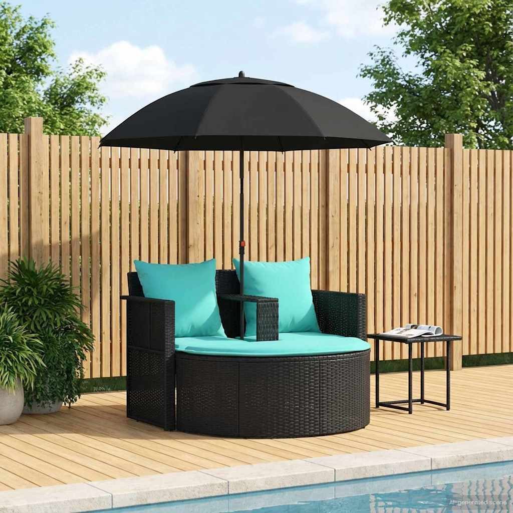 vidaXL Gartenliege Garten-Sofa 8 Stk. Poly-Rattan Schwarz und Türkis, 8 St.