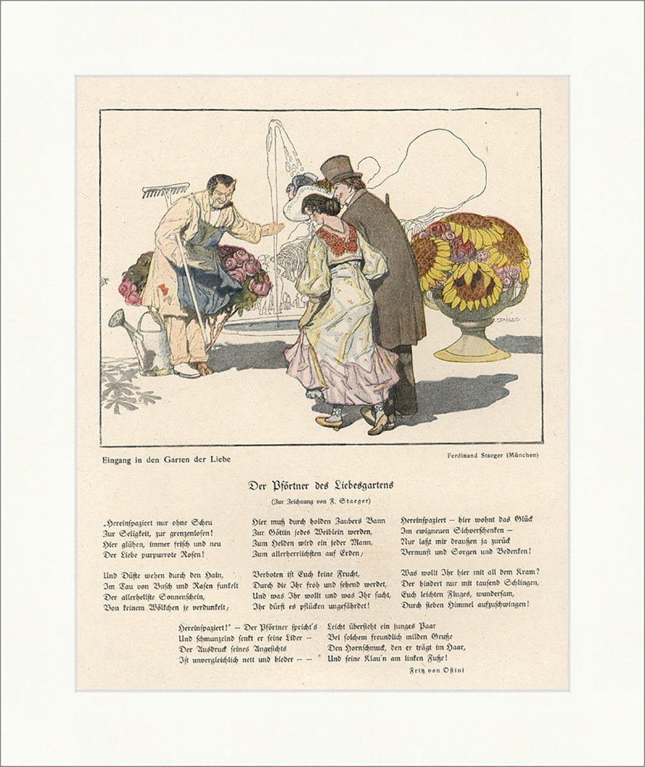 Kunstdruck Eingang in den Garten der Liebe Ferdinand Staeger Pförtner F