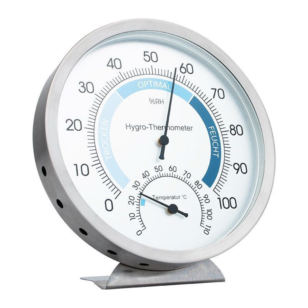 DOPWii Гигрометры Industrie & Haushalts Thermo-Hygrometer aus Edelstahl –, (1-St), Mechanisches Temperatur- & Feuchtigkeitsmessgerät 0–110 °C, 0–100 % RH