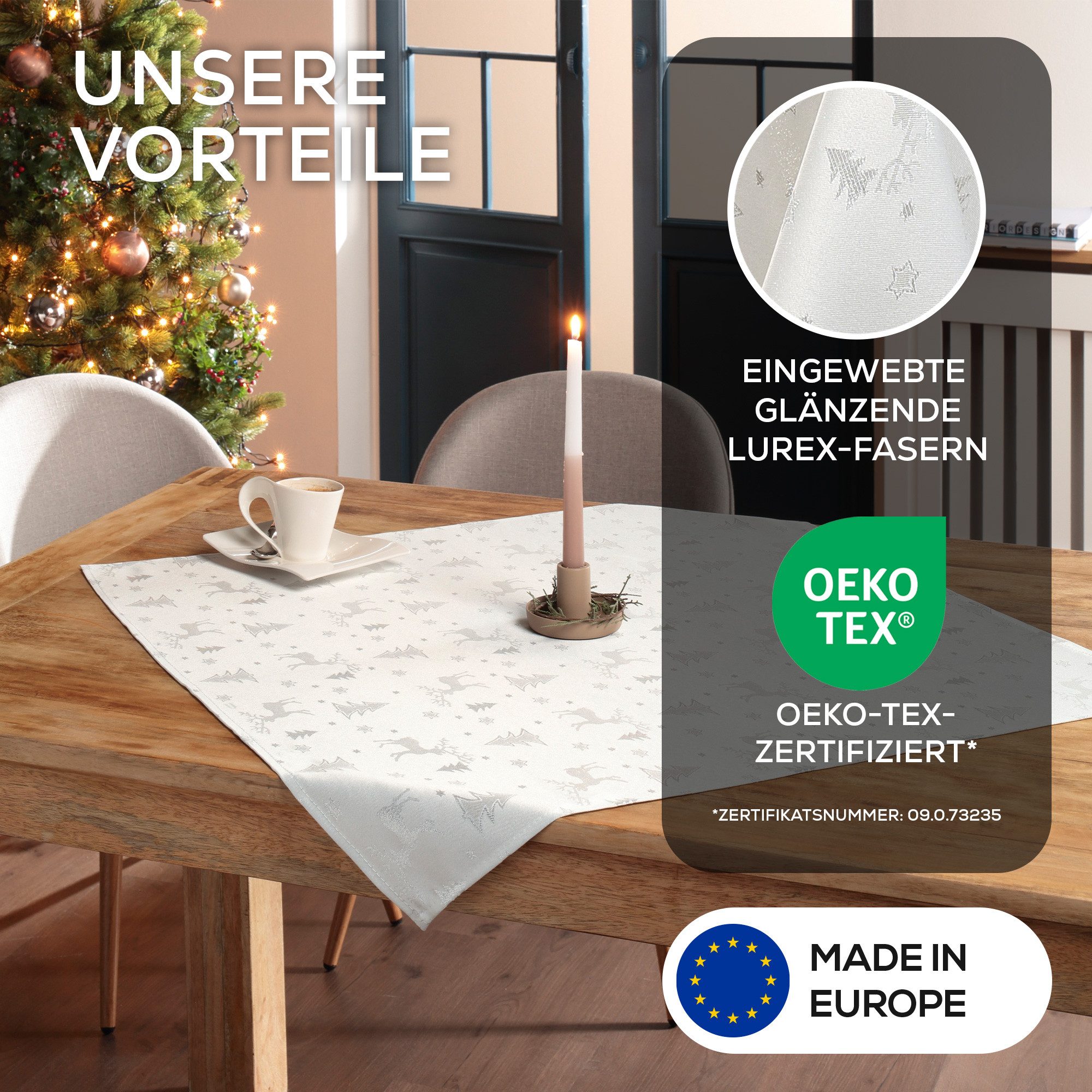 Beautex Tischdecke Lurex Tischdecke Weihnachten, Silber Gold glänzend, Weihnachtstisch (1-tlg) – Bild 4 von 5