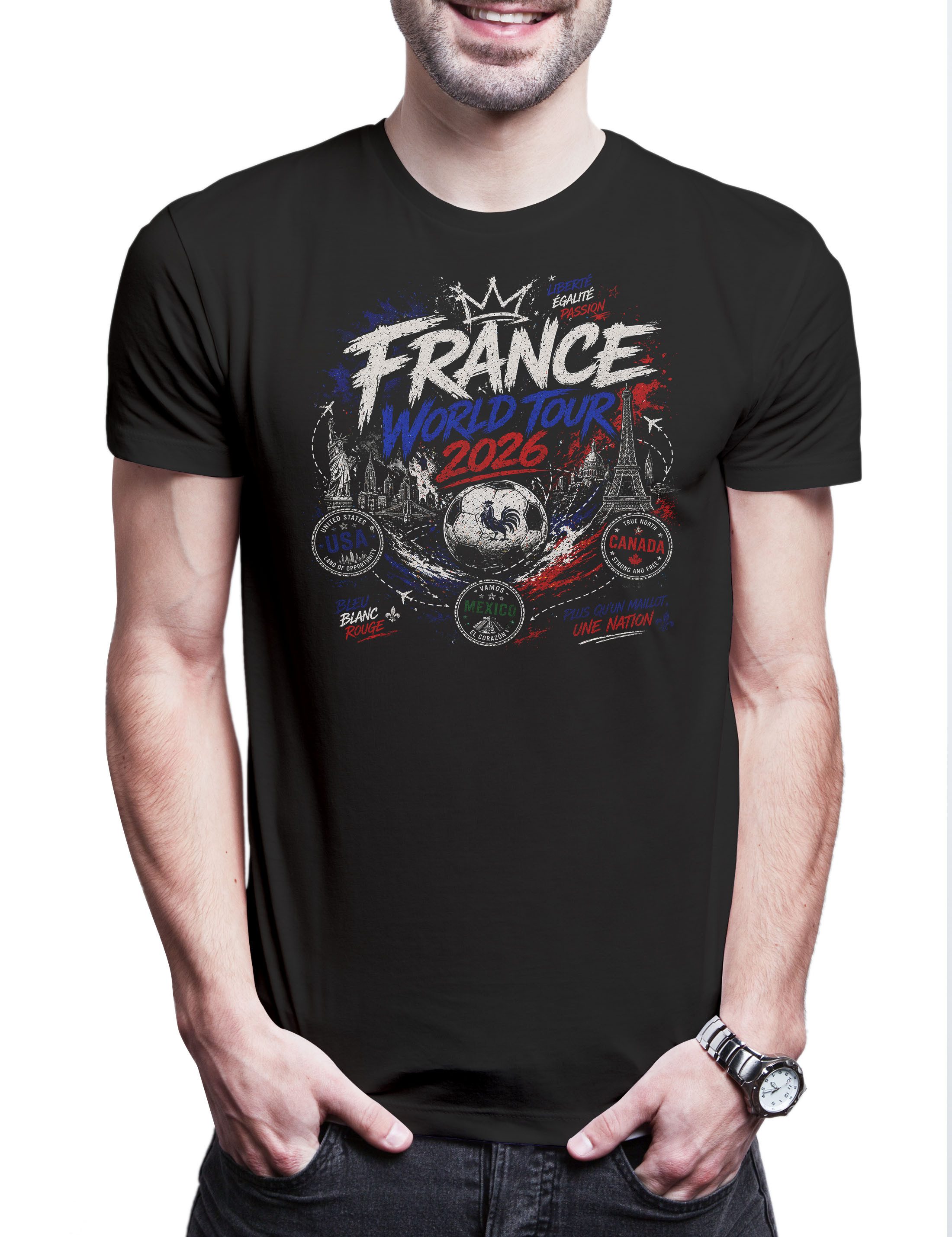 Print-Shirt Team France 1 Herren T-Shirt Frankreich Bleublancrouge Paris Gaulois