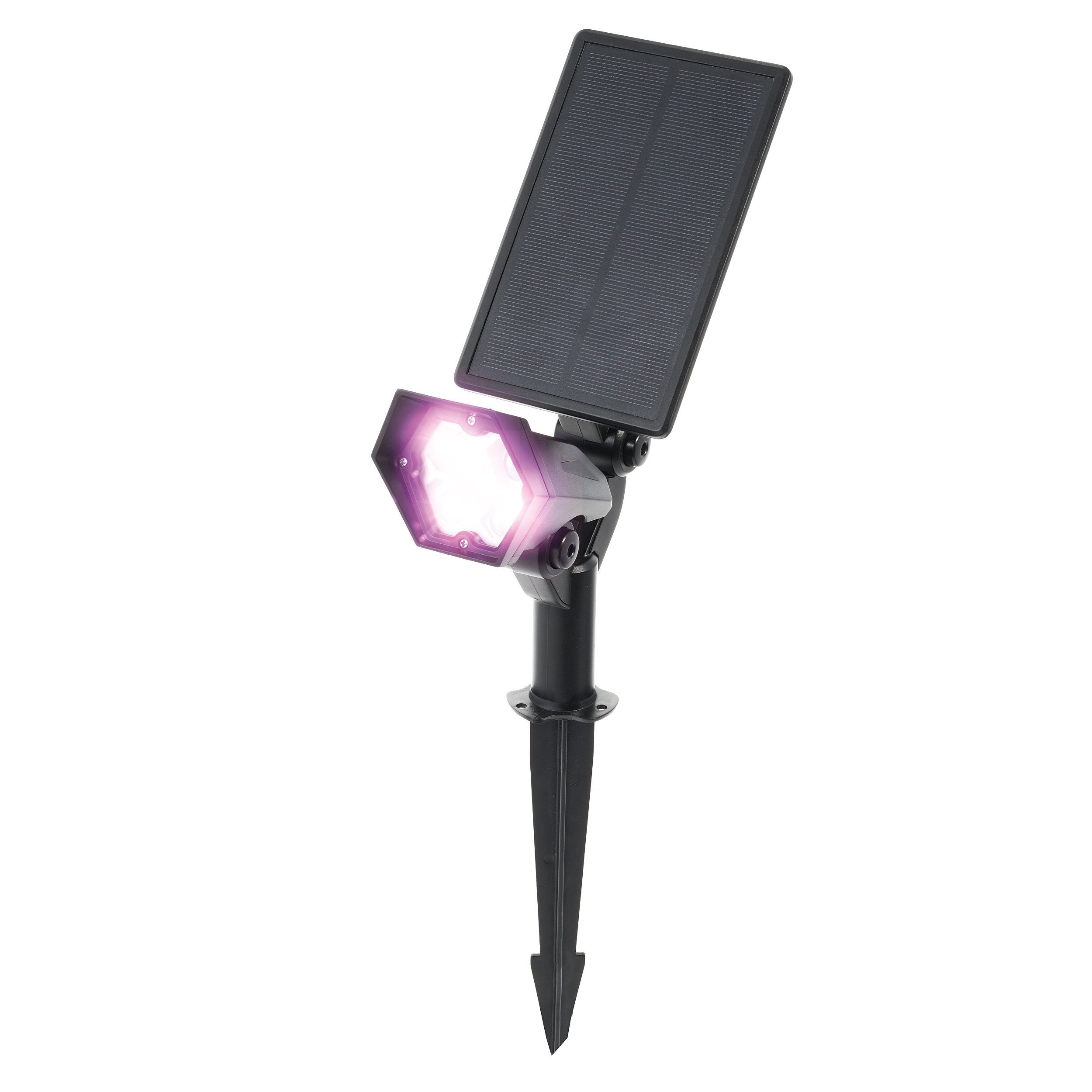 esotec LED Gartenstrahler Solar-Bodenstrahler Multi Spot 5 Farben +Farbwechsel 200lm IP65 102049, LED fest integriert