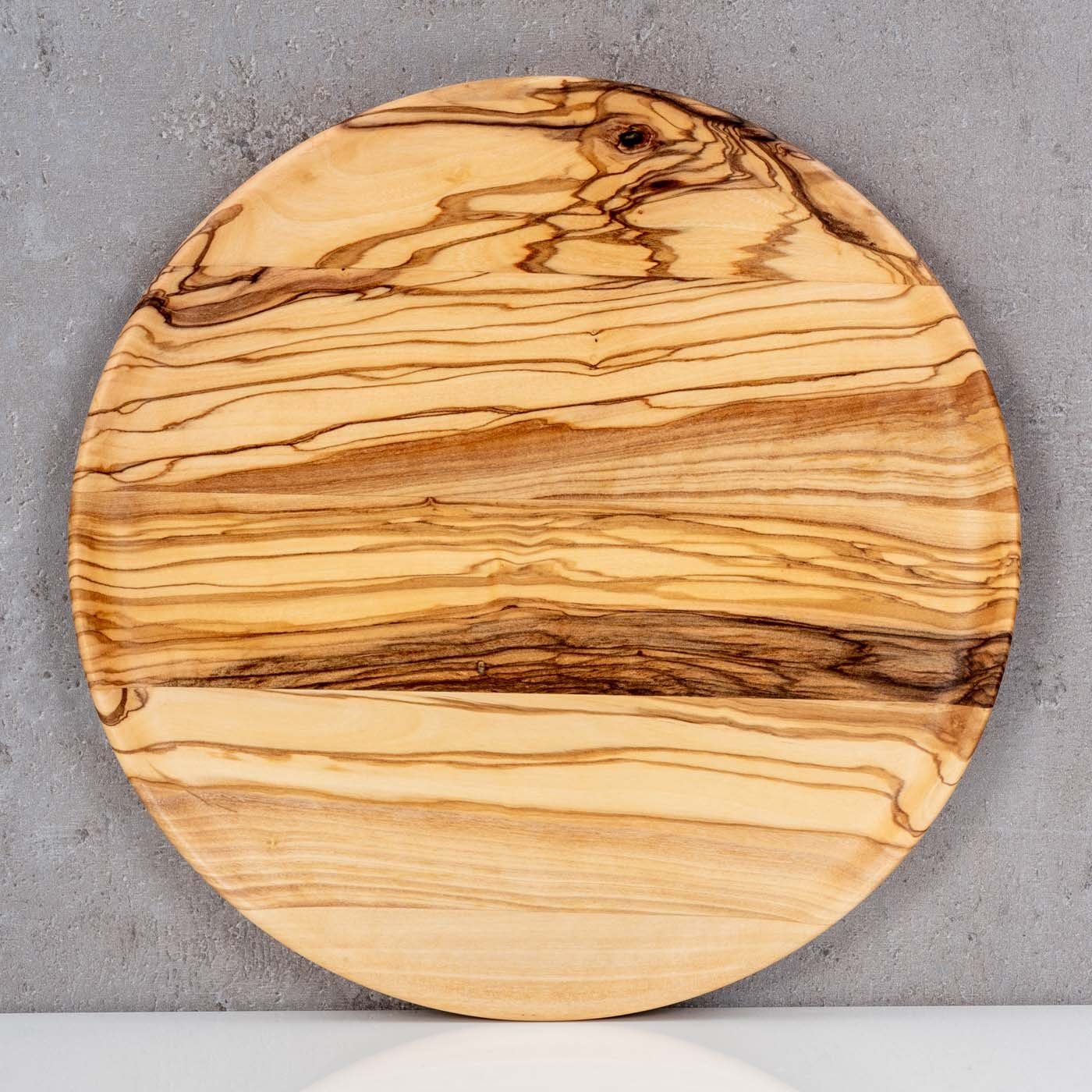 Runder Holz 20x20cm Levandeo® Teller Holzteller Olivenholz Unikat Küche Natur Dekoteller,