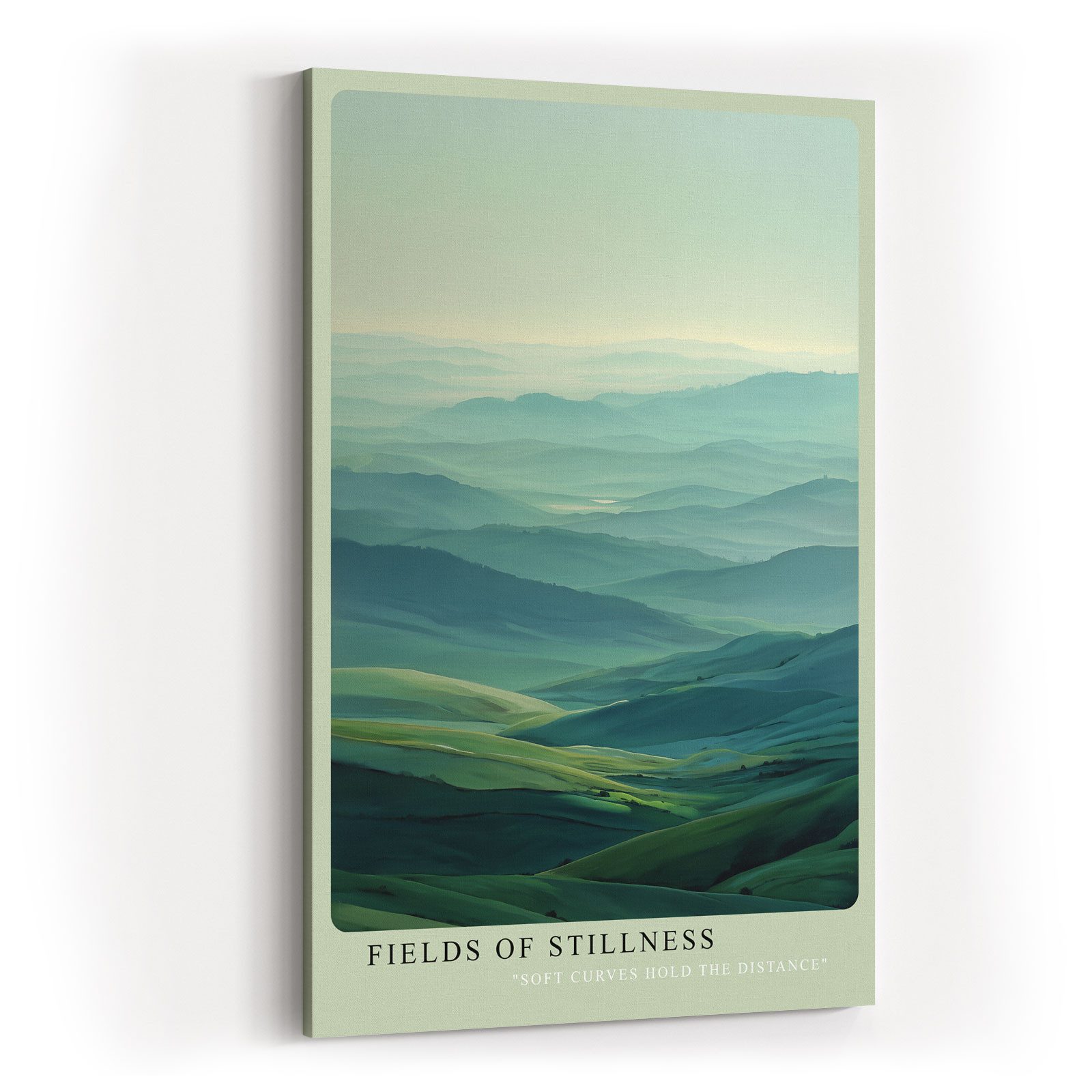 Sinus Art Leinwandbild Hügel Landschaft Grün Blau Weite Minimalismus Natur Ruhe Meditation