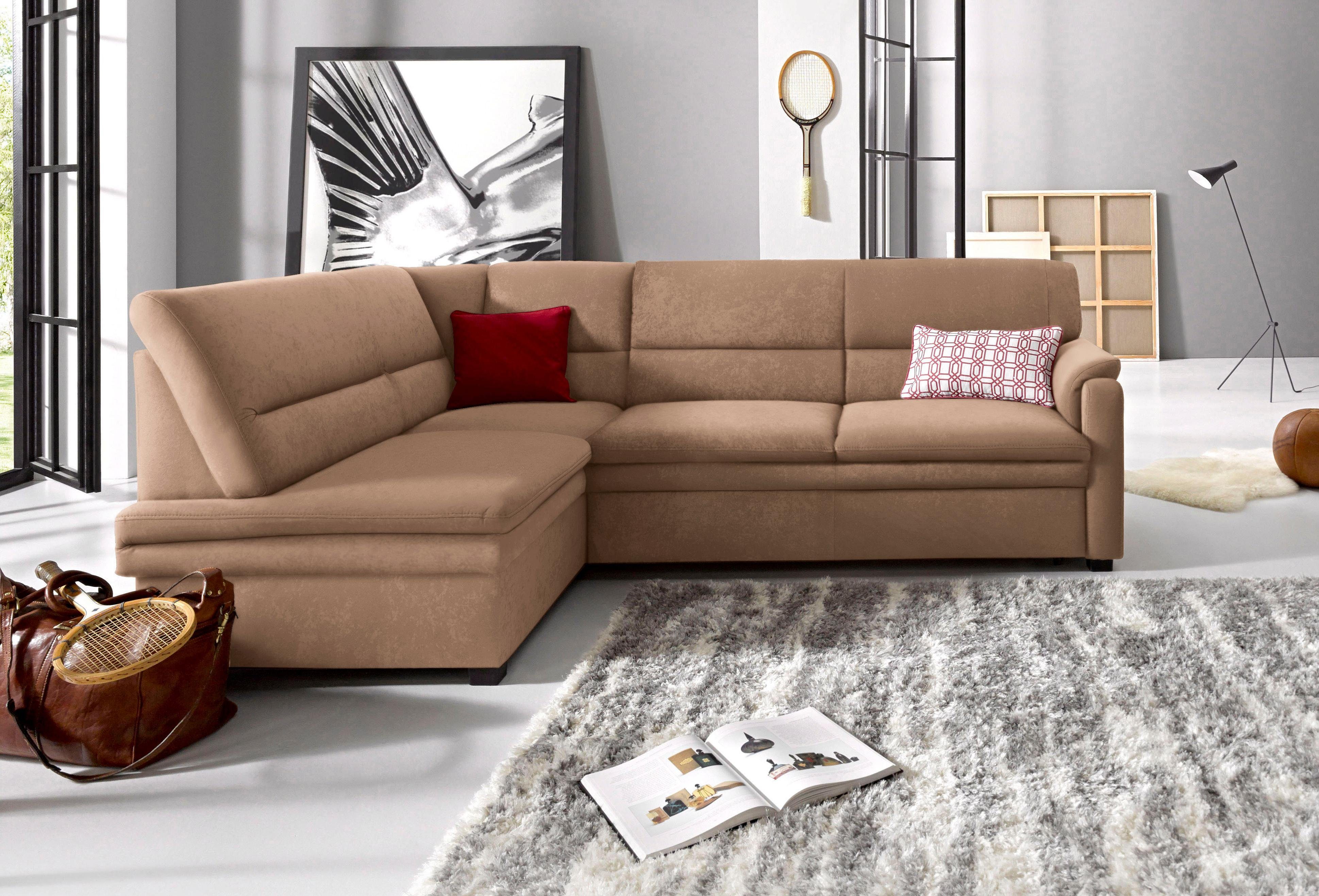 sit&more Ecksofa "Pisa L-Form", mit Federkern, wahlweise mit Bettfunktion günstig online kaufen