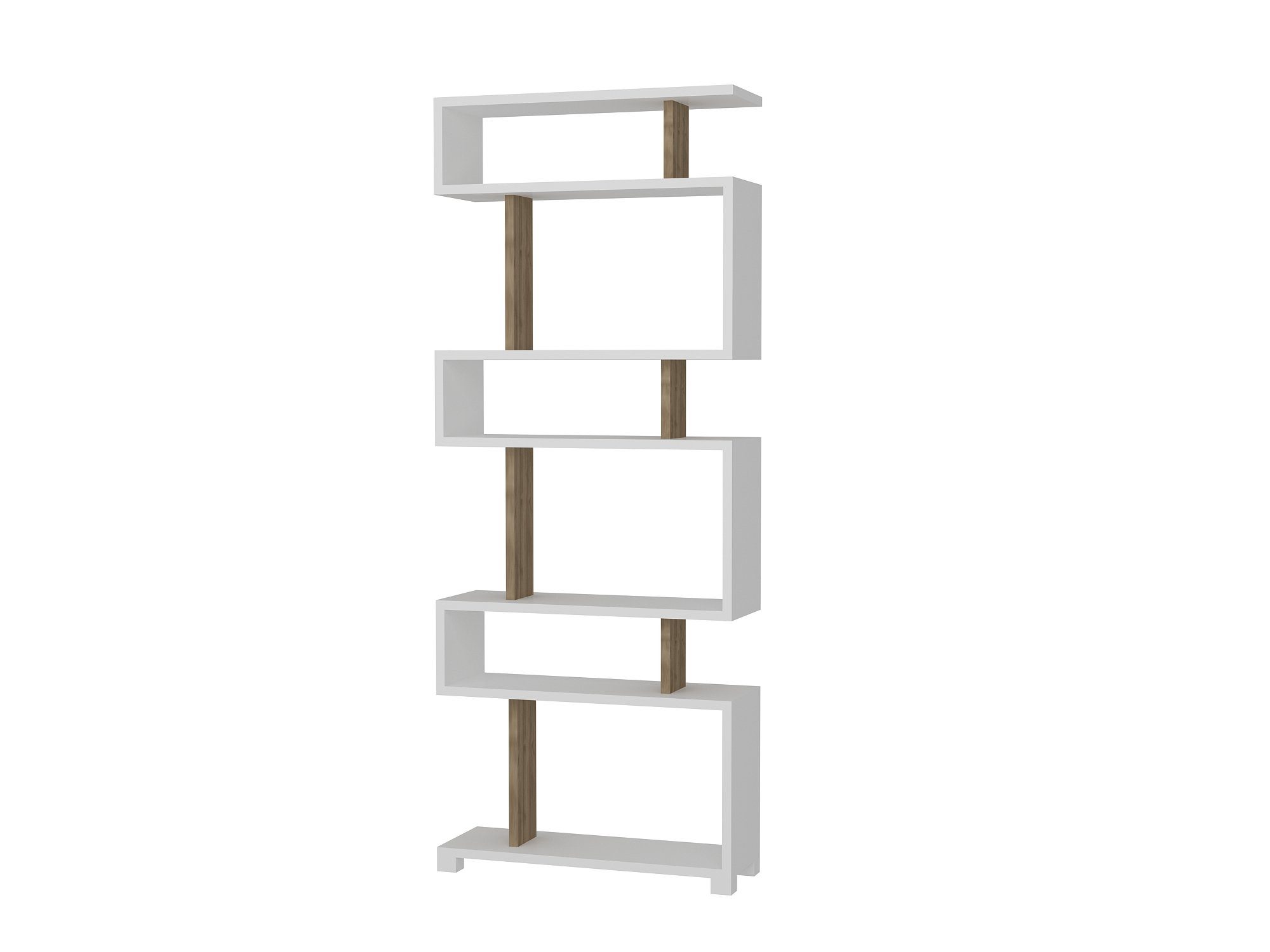 Bücherregal Walnuß ausgefallenem Blok Design Weiß, Standregal mit Weiß moebel17