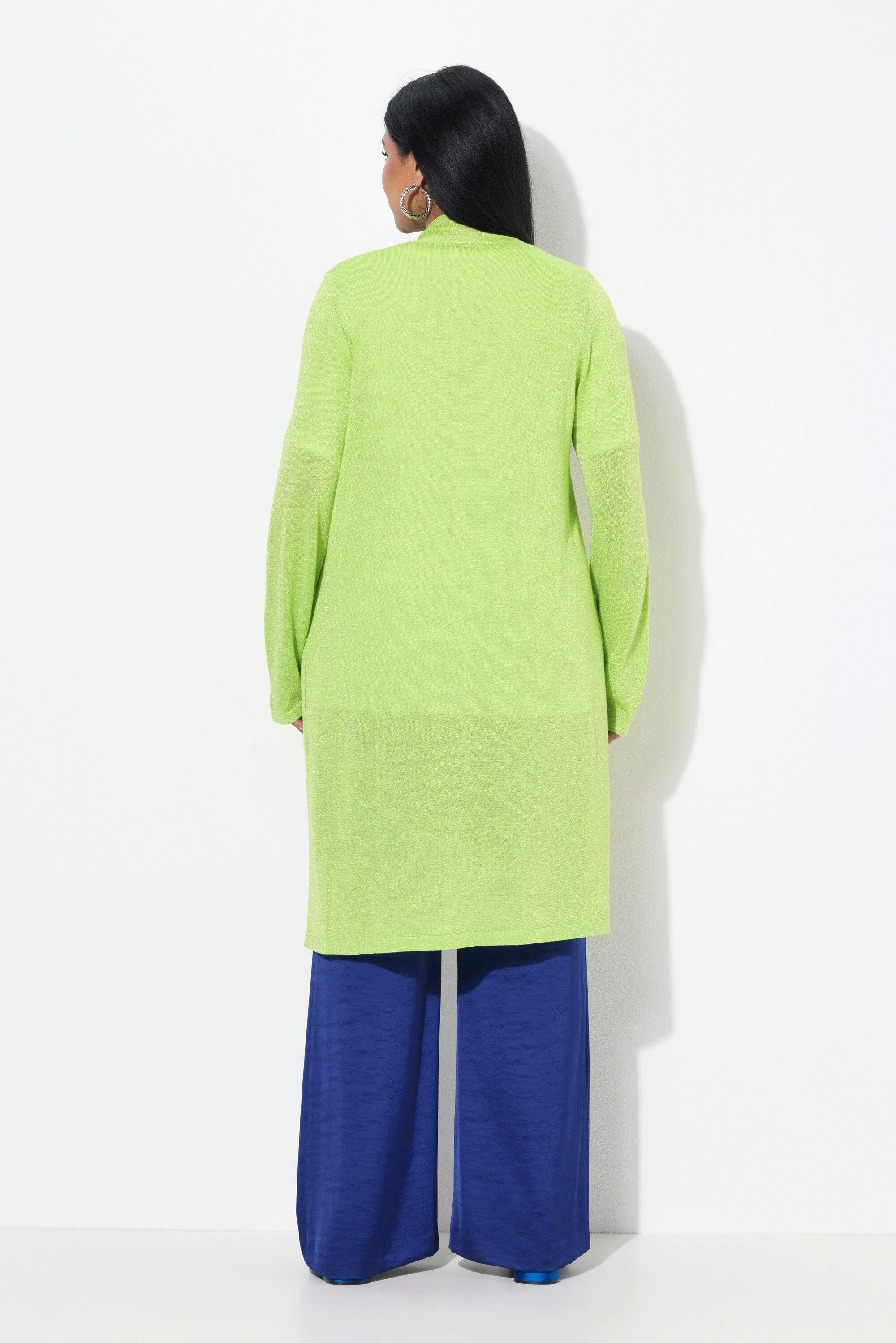Ulla Popken Langjacke Long-Strickjacke offene Form V-Ausschnitt