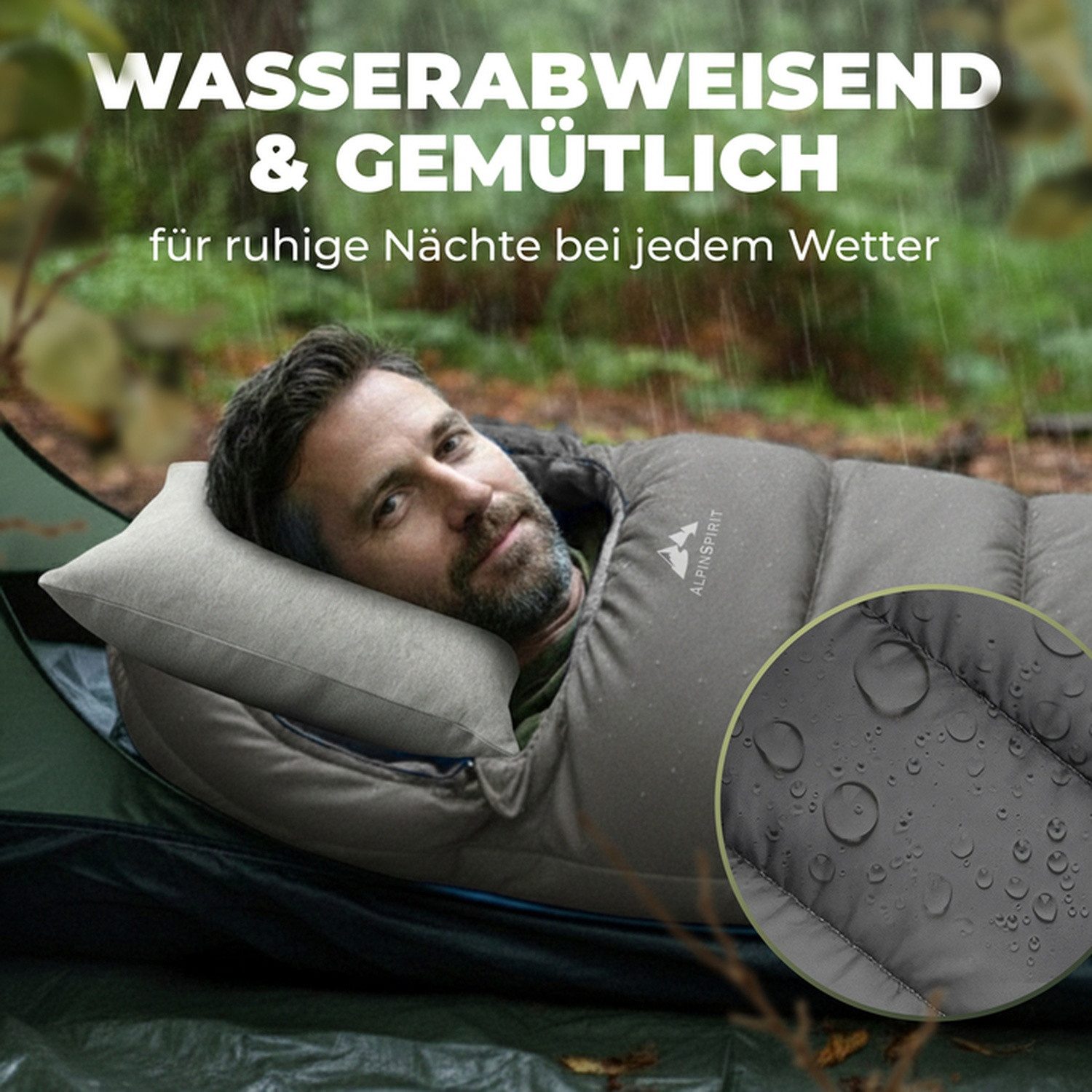 AlpinSpirit Mumienschlafsack [Ultraleicht] 3 Jahreszeiten Sommer & Winter, Packmaß, 210x75 cm (Festival, Trekking, Outdoor, Camping), 2 Wege Reißverschluss, 3 J – Bild 4 von 5