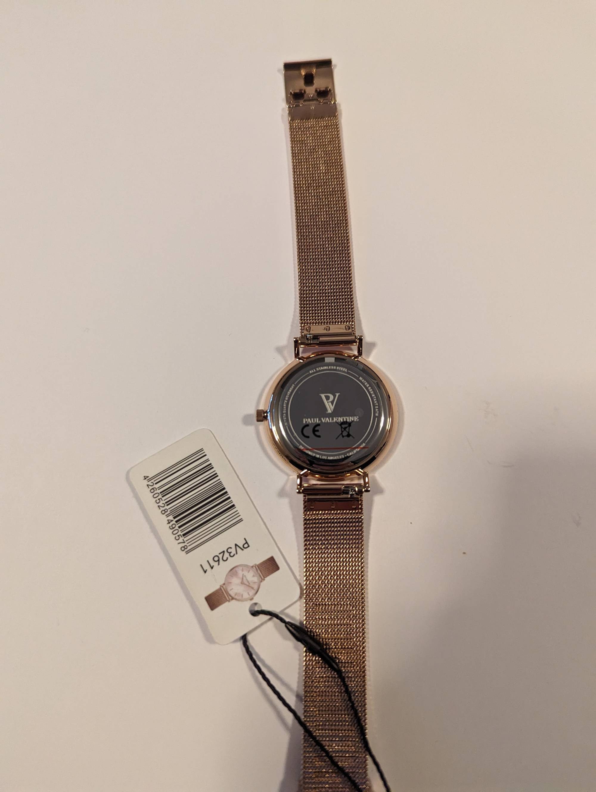 Paul Valentine Quarzuhr ROSE GOLD PINK SEASHELL MESH