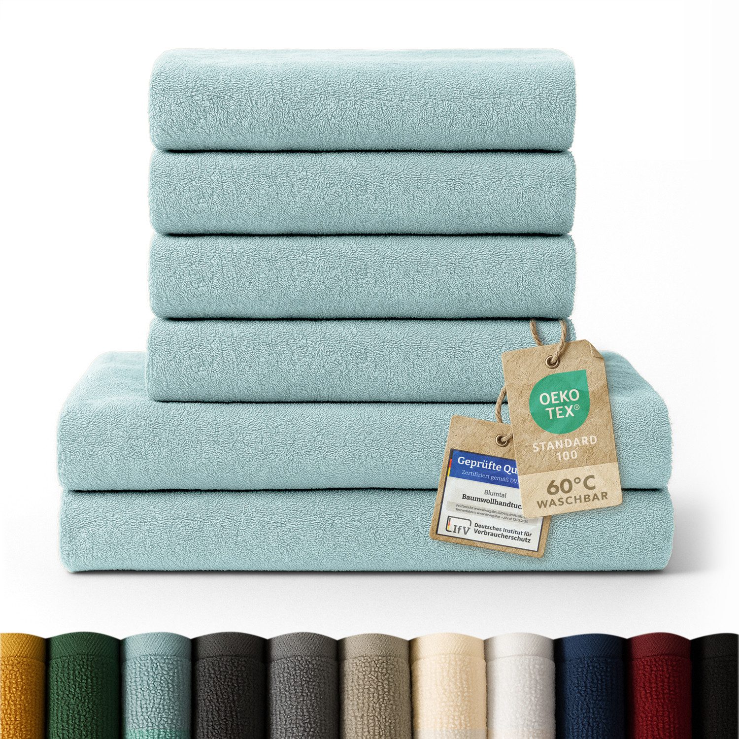 Blumtal Handtuch Set Premium 4/6-tlg. Frottier Dusch- (70x140 cm) & Handtuch (50x100 cm), Frottee (Set, 6-St), 100% Baumwolle, Oeko-TEX Zertifiziert