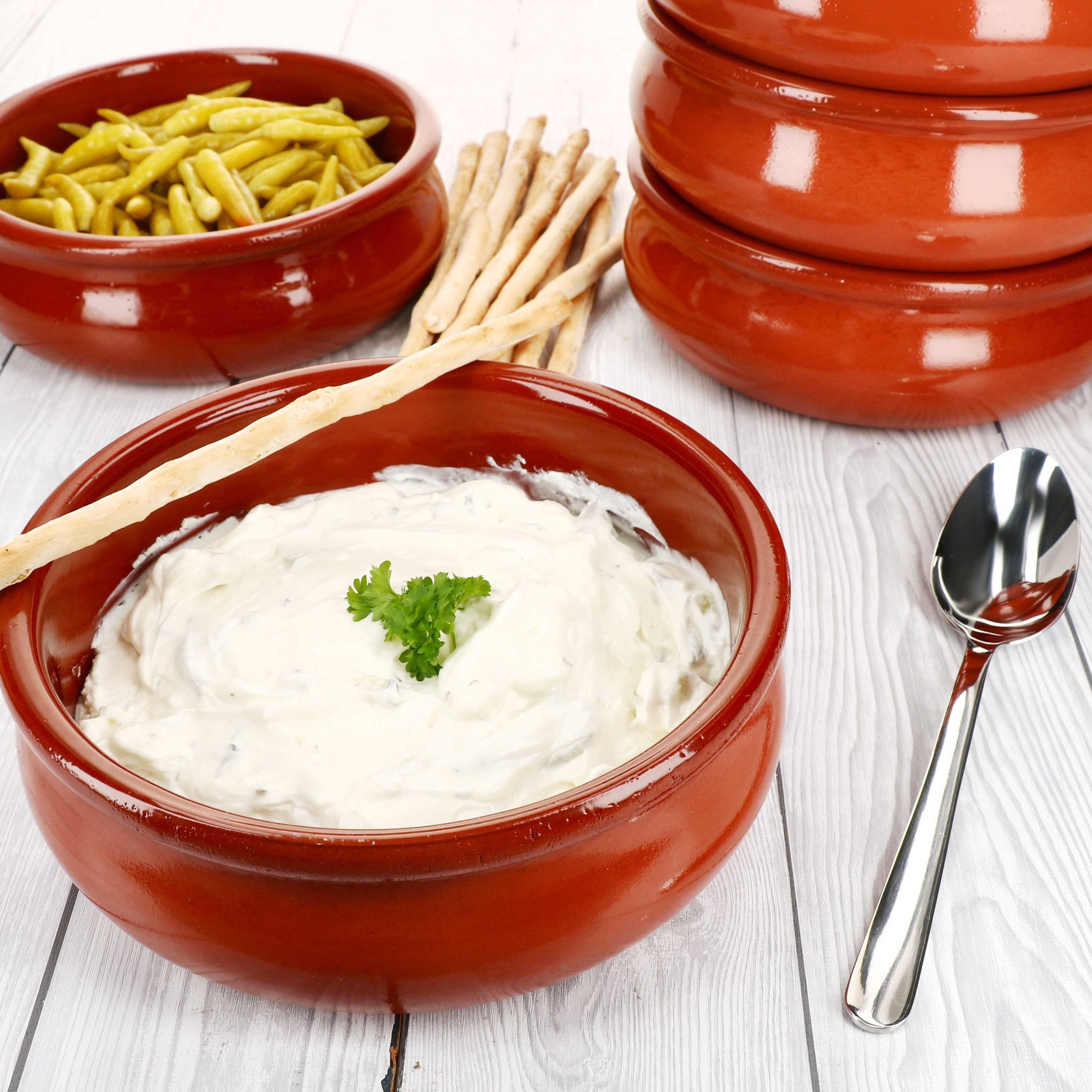 MamboCat Tapas-Schale 6x BERLIN Cazuela Schale bauchig Ø18,5cm Tonware Gr.L mediterran, Ton