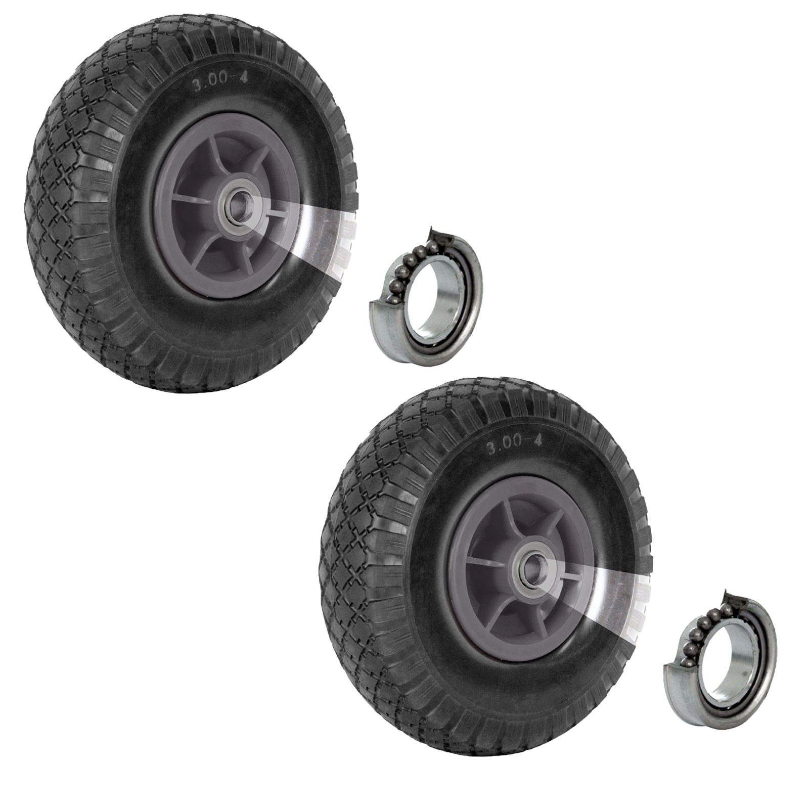 Sackkarren-Rad Luftrad 260x85 mm 3.00-4 60 mm versetzte Nabe Ø 20 mm grau 4 PR Gewebe