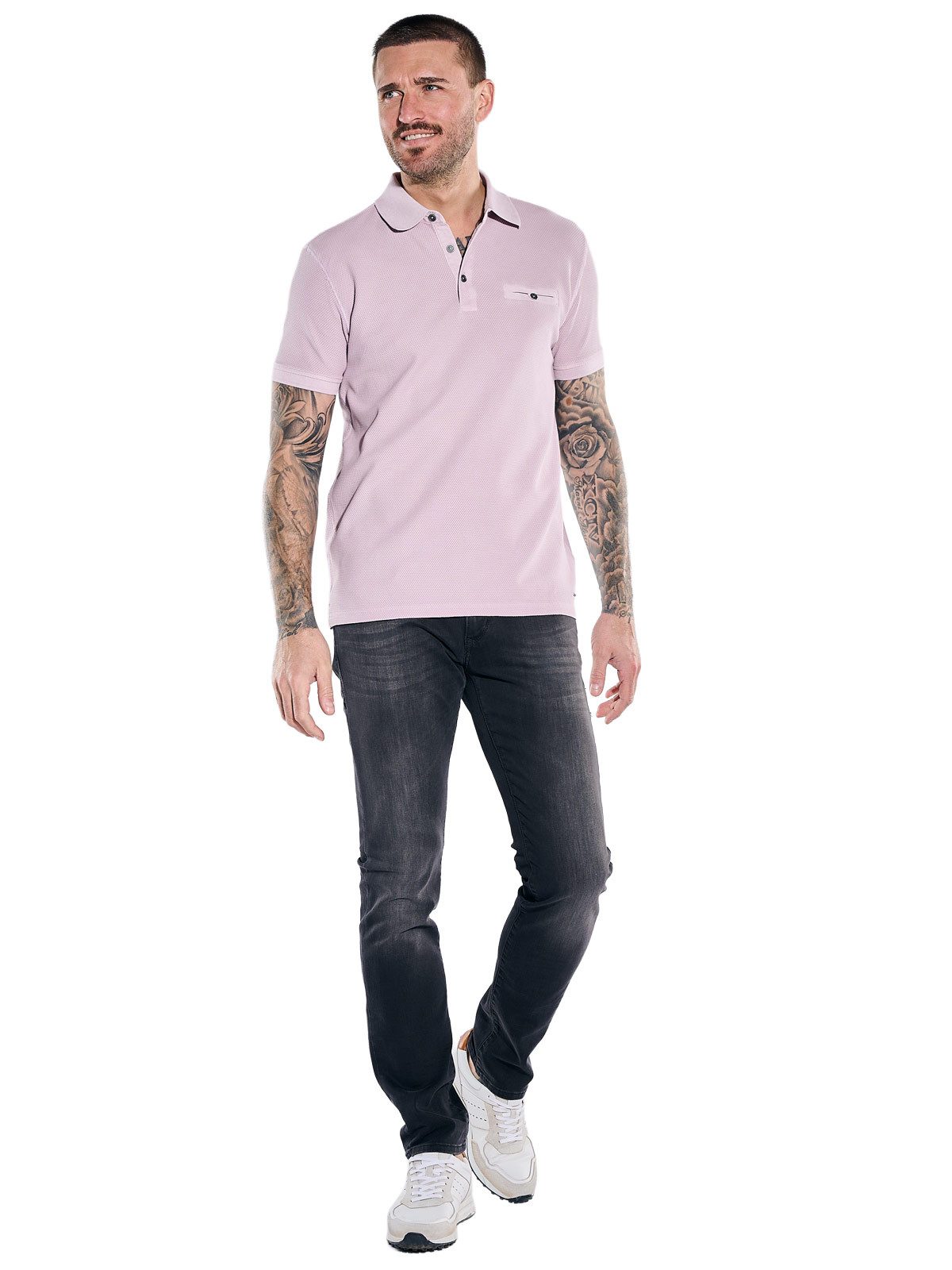 emilio adani Poloshirt Herren Poloshirt mit versteckter Brusttasche, Rosa