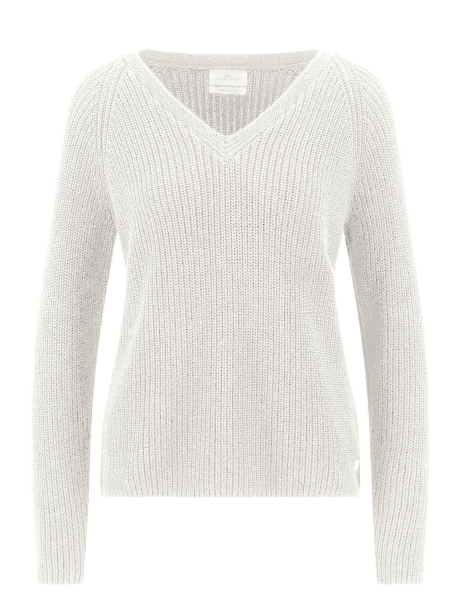 FYNCH-HATTON Strickpullover weiß,Casual,Baumwolle,Strukturiert,V-Ausschnitt,Lang,Casual Fit