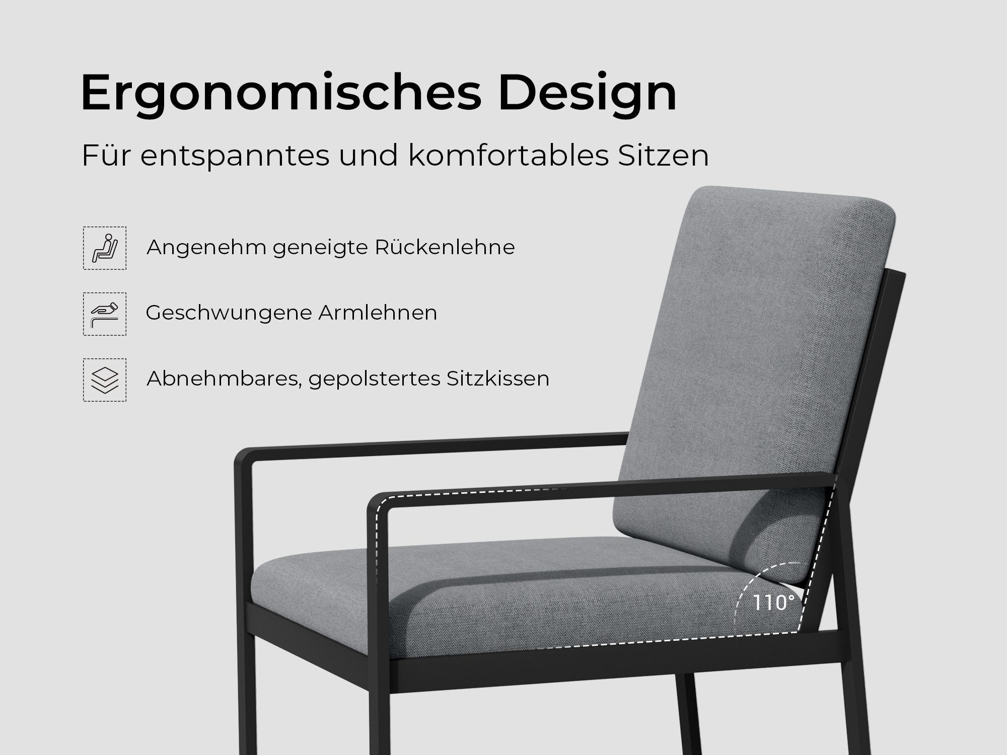 MeXo Gartenlounge-Set Gartenmöbel Set Aluminium Outdoor, (Garten-Essgruppe für 6 Personen, 7-tlg., mit Polywood Tisch & Auflagen), wetterfest für Terrasse & Gar – Bild 5 von 5