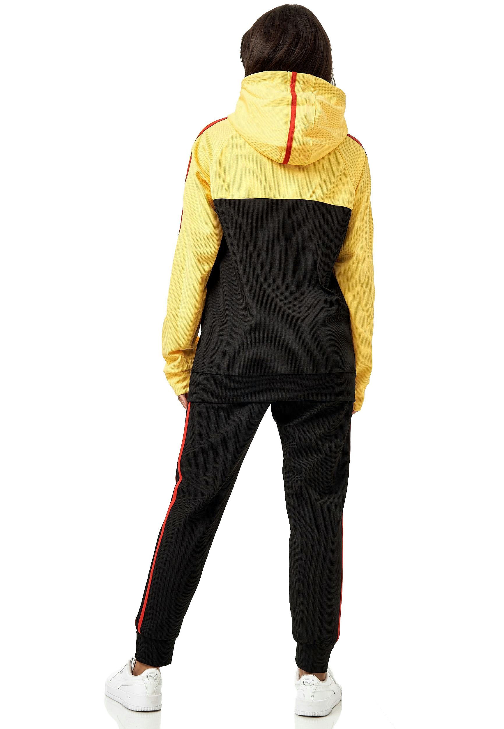 L.gonline Freizeitanzug Damen Jogginganzug Freizeitanzug Sportlich 3750 (Kapuzenjacke mit Reißverschluss, Hose, 2-tlg), mit Streifen – Bild 3 von 4
