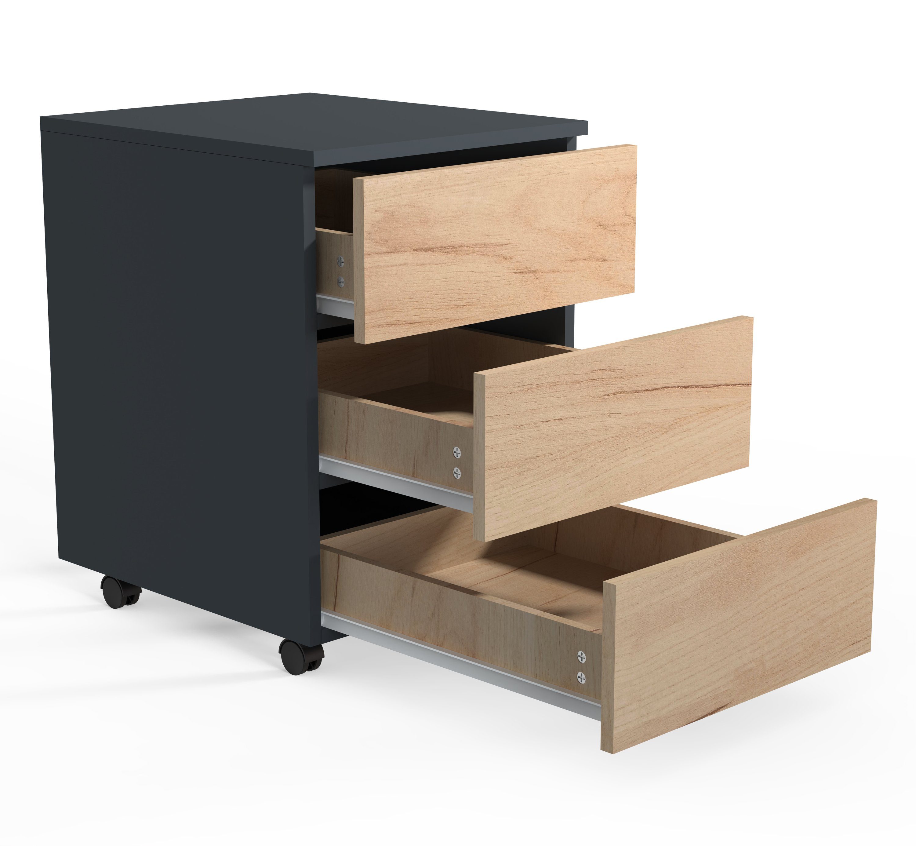 VCM Rollcontainer Büroschrank Dalosa H. 55 x B. 39 x T. 45 cm, Beistellcontainer mit Schubladen, Bürocontainer