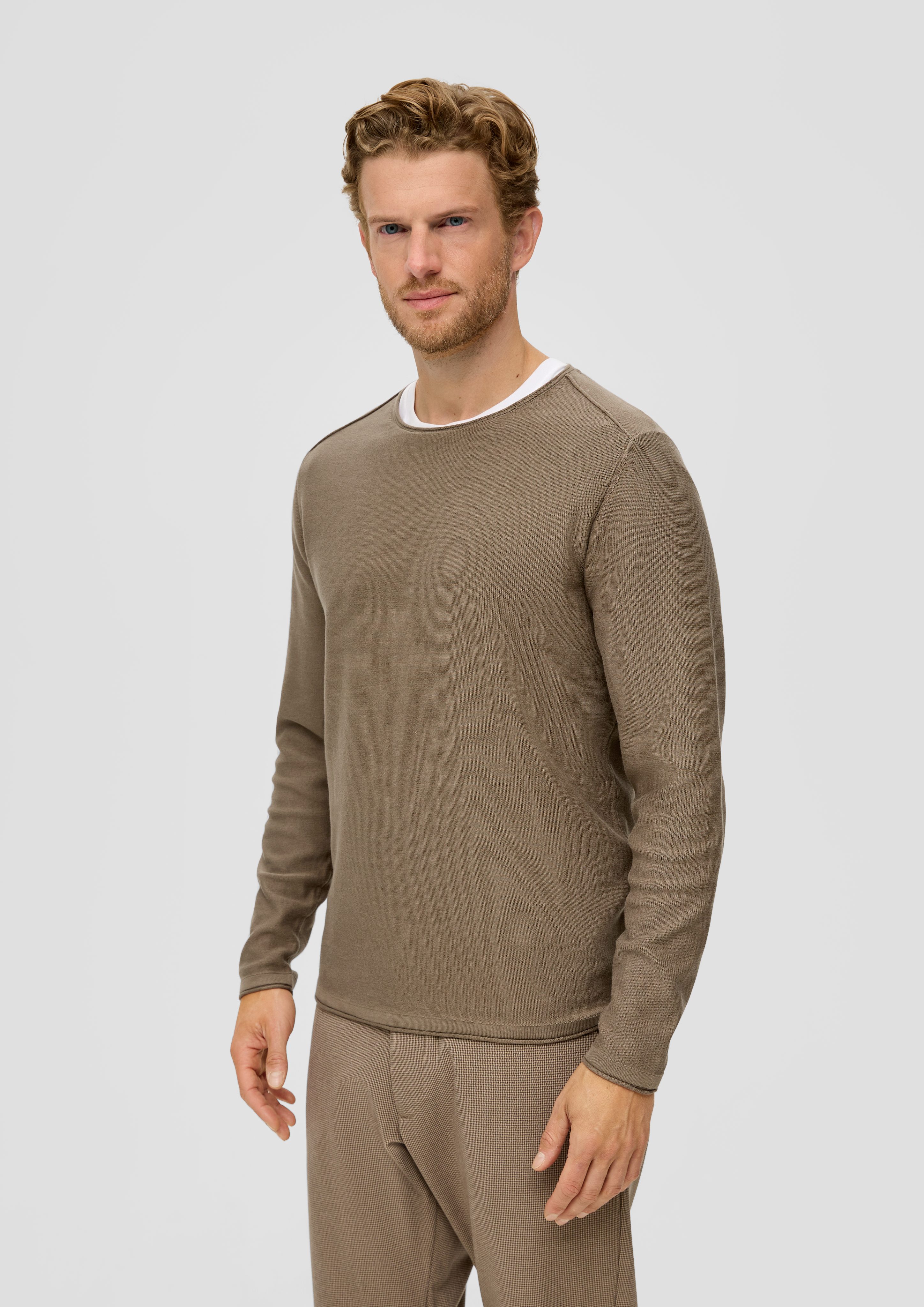 Strickpullover Pullover mit Rollsaumblende