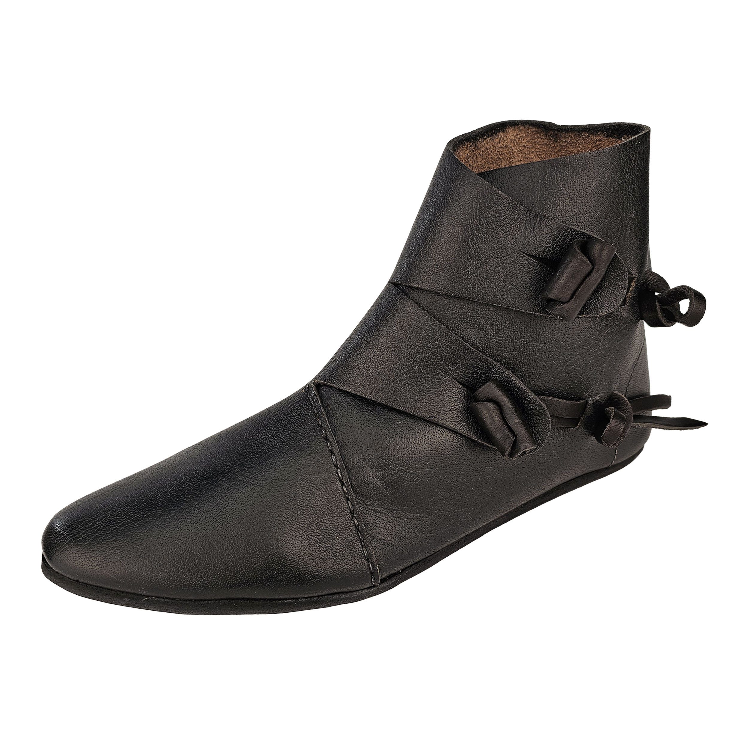 Vehi Mercatus Ritter-Kostüm Wikinger Schuhe Typ Jorvik mit einfach genagelter Sohle Schwarz