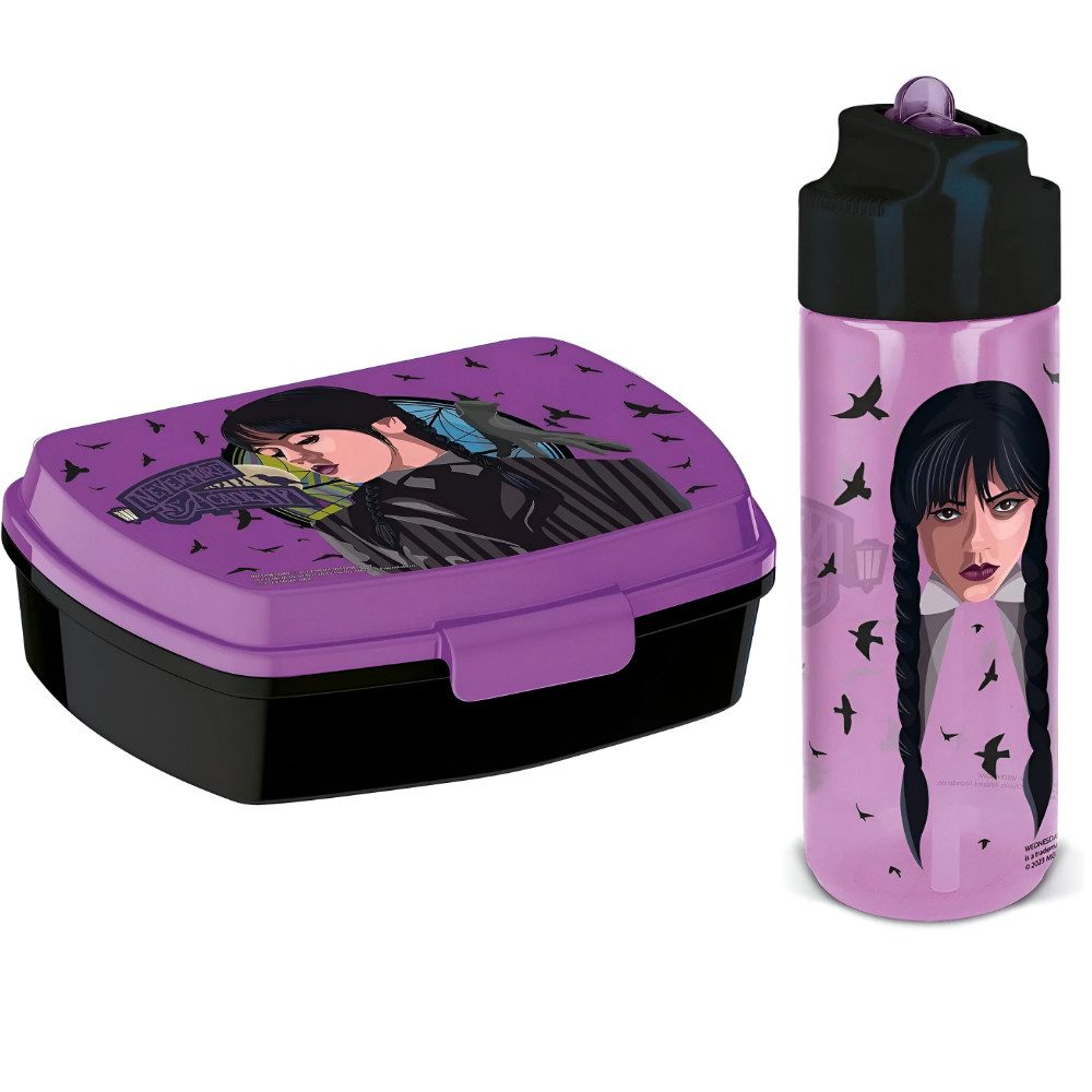 Wednesday Lunchbox Wednesday 2 tlg. Lunchset Brotdose Trinkflasche Flasche 540 ml, (2-tlg)