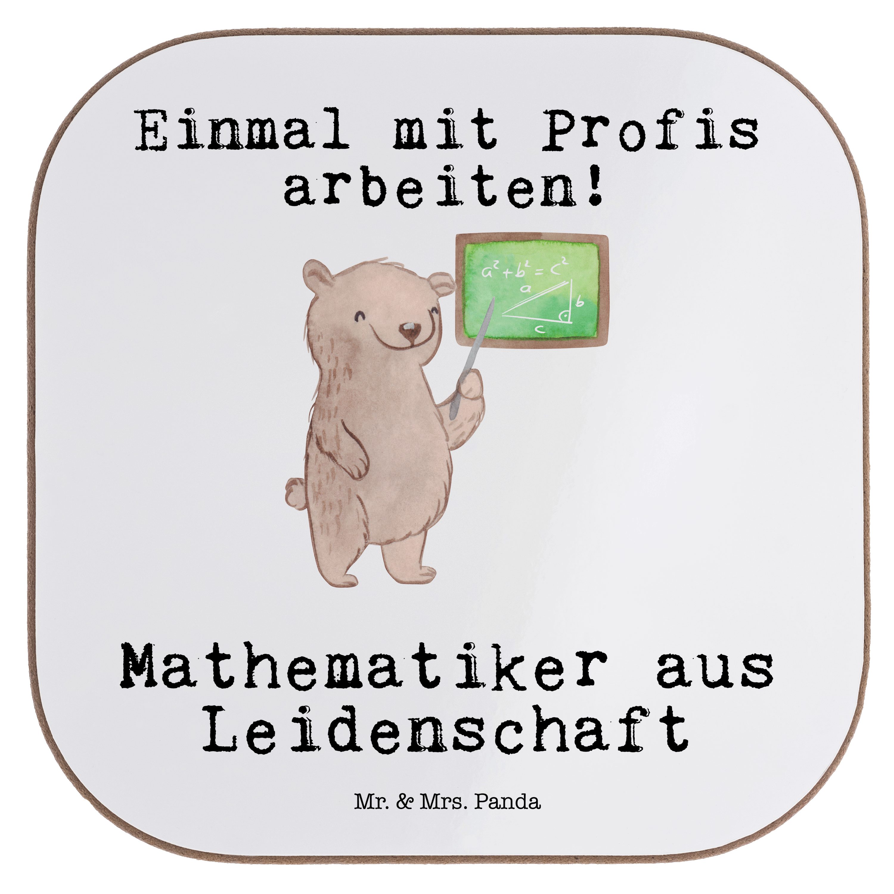 Mr. & Mrs. Panda Getränkeuntersetzer Mathematiker aus Leidenschaft - Weiß - Geschenk, Mitarbeiter, Uni, Fi, 1-tlg.
