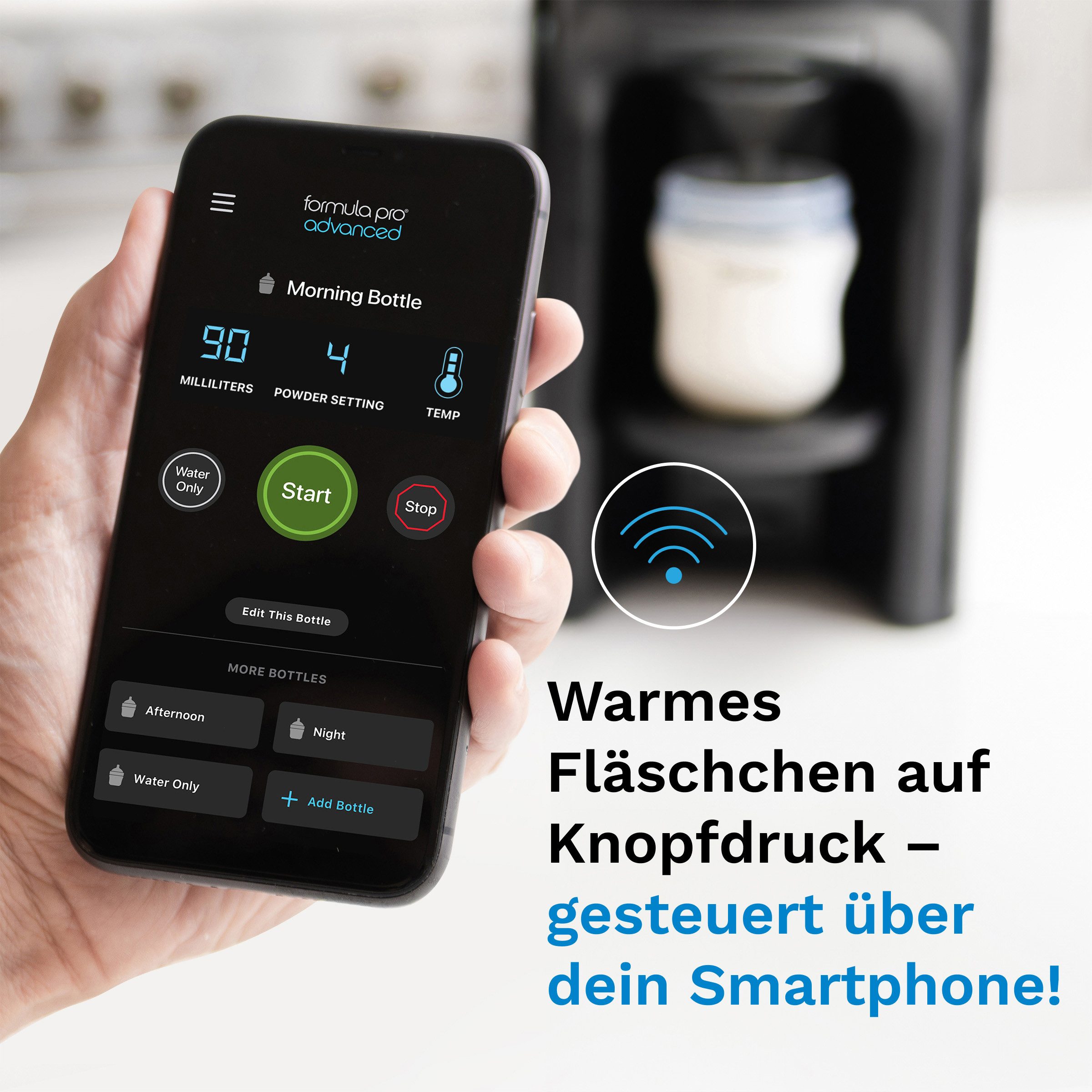 Baby Brezza Babyflaschenwärmer Formula Pro Advanced WiFi Flaschenzubereiter, via App steuerbar