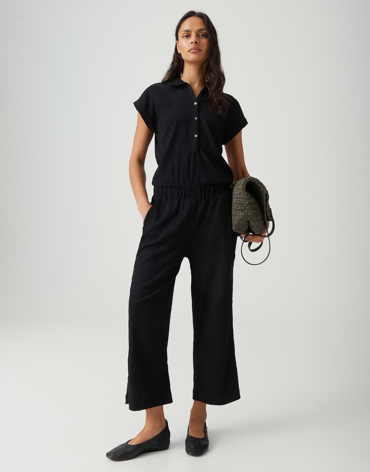 OPUS Jumpsuit MELTI POLO Relaxed in dynamischer Crash Optik