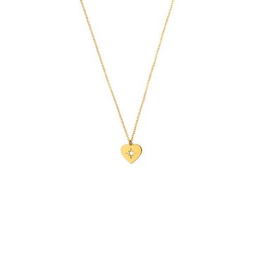 ANELY Kette mit Anhänger Halskette mit Polarstern-Herz Anhänger Edelstahl Modeschmuck (1-tlg), 7109 in Gold