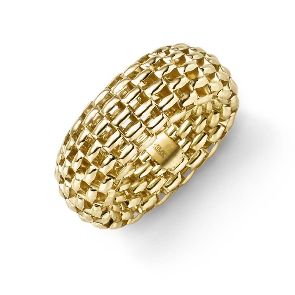 Schmuck Krone Goldring Ring elastisch aus 585 Gelbgold Breite 10mm, Gold 585