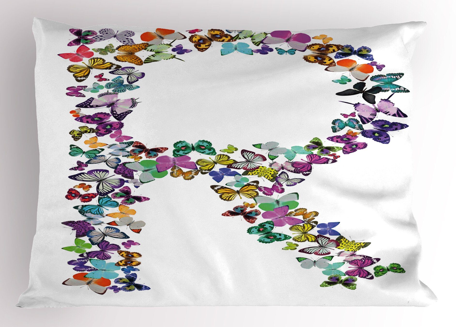 Kissenbezüge Dekorativer Standard King Size Gedruckter Kissenbezug, Abakuhaus (1 Stück), Buchstabe R Schmetterlings-Zusammensetzung