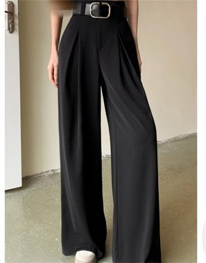AFAZ New Trading UG Palazzohose Modische, drapierte Anzughose mit hoher Taille und weitem Bein