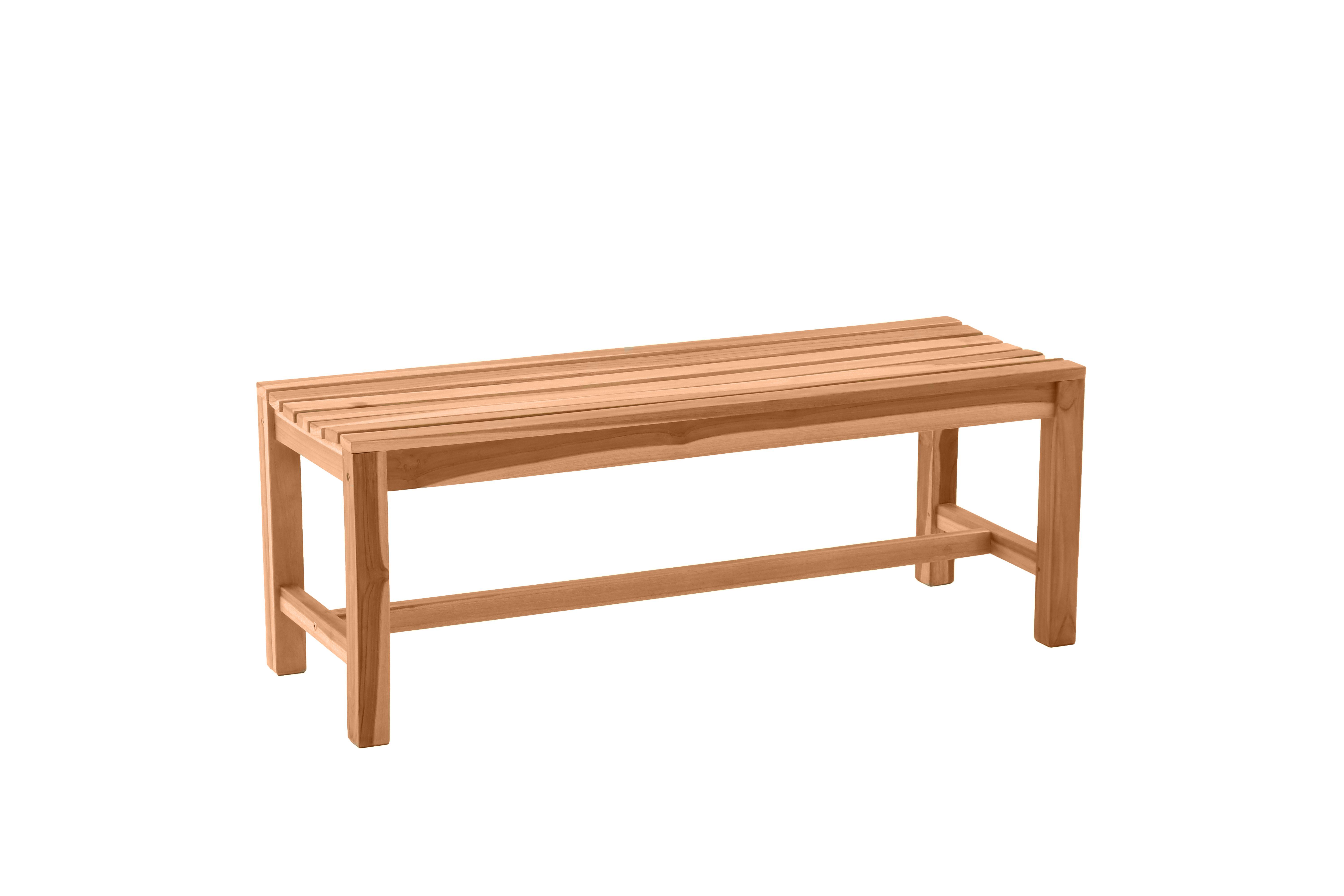 TPFGarden Gartenbank TEAKA - Gartenlounge Bank aus unbehandeltem Teakholz (Hochwertige Holzbank - Belastbarkeit: 200 kg, 1-St., Witterungsbeständige und langlebige Teakholzbank), Teakholz Bank - Maße (BxHxT): 120x45x42 cm - Sitzhöhe: 45 cm