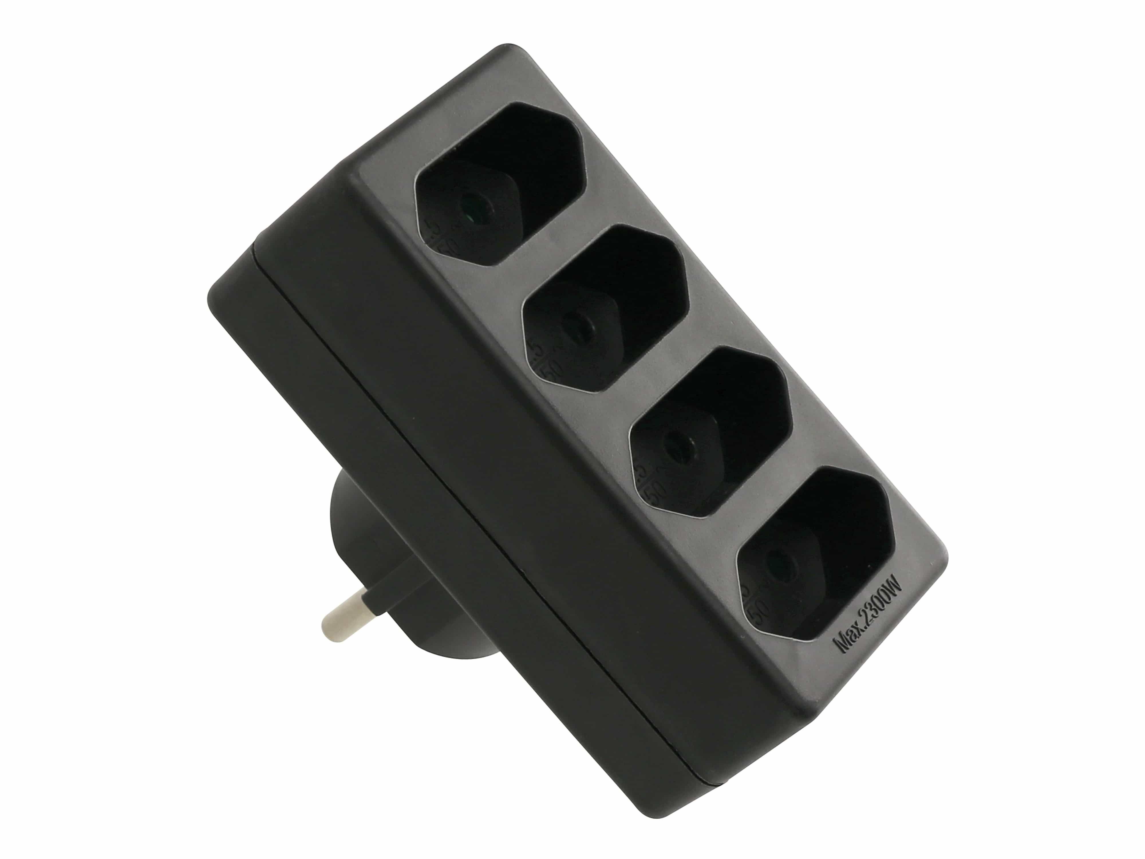as - Schwabe AS SCHWABE Euro-Vierfach-Stecker, schwarz Steckdosenleiste