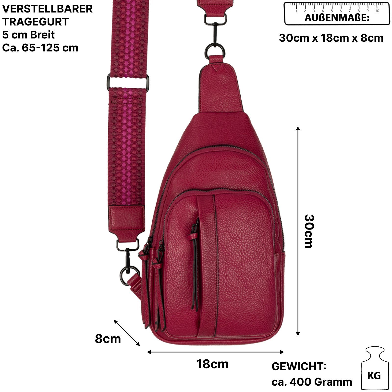 Brusttasche Kunstleder, Body Cross Umhängetasche EAAKIE CrossOver, Schultertasche als Umhängetasche ROSE Umhängetasche Schultertasche, Bag tragbar