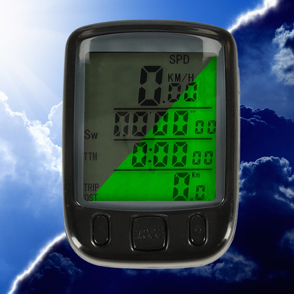 Ikonka Fahrradcomputer Wasserdichter Fahrradcomputer mit beleuchtetem 25in1 LCD-Display (Fahrradcomputer mit kabellosem Sensor und umfassenden Funktionen, Fahrradcomputer mit Halterung, Sensor, Kabelbindern und Batterie), Wasserdichtes LCD-Fahrradcomputer-Display mit 25 Funktionen
