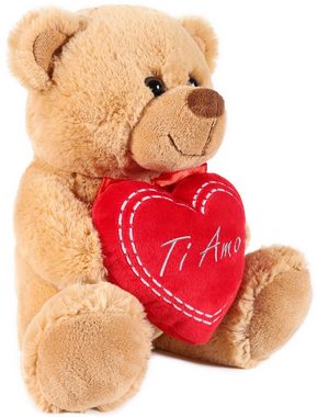 BRUBAKER Kuscheltier Teddy Plüschbär mit Ti amo Herz (1-St., Schmuseteddy, 25 cm hoch), kleiner Teddybär, Stofftier Plüschtier